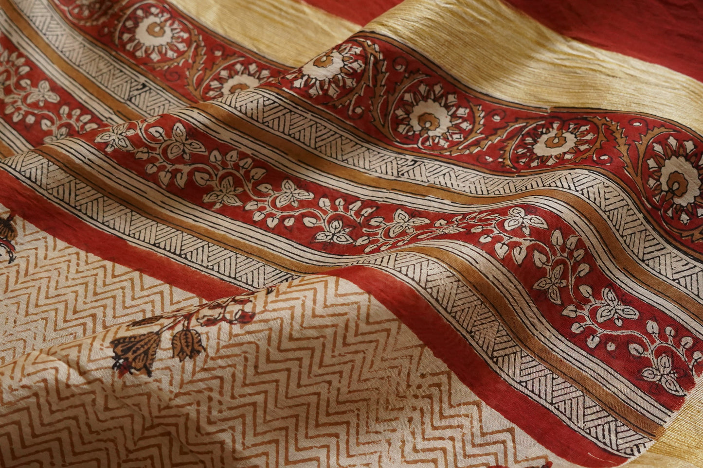 Hand Block Printed Chanderi Silk Cotton Saree