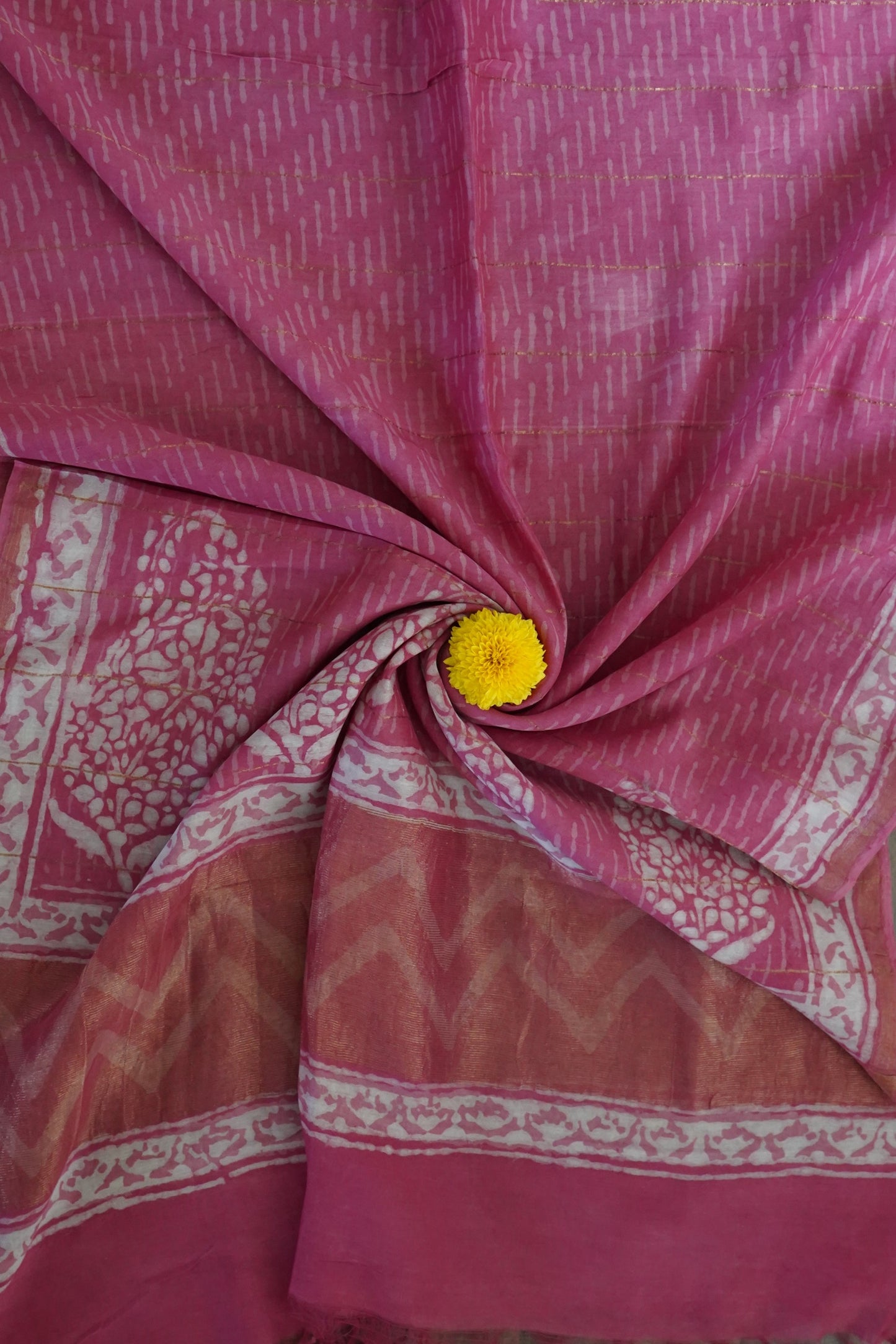 Hand Block Printed Chanderi Silk Cotton Suit Set