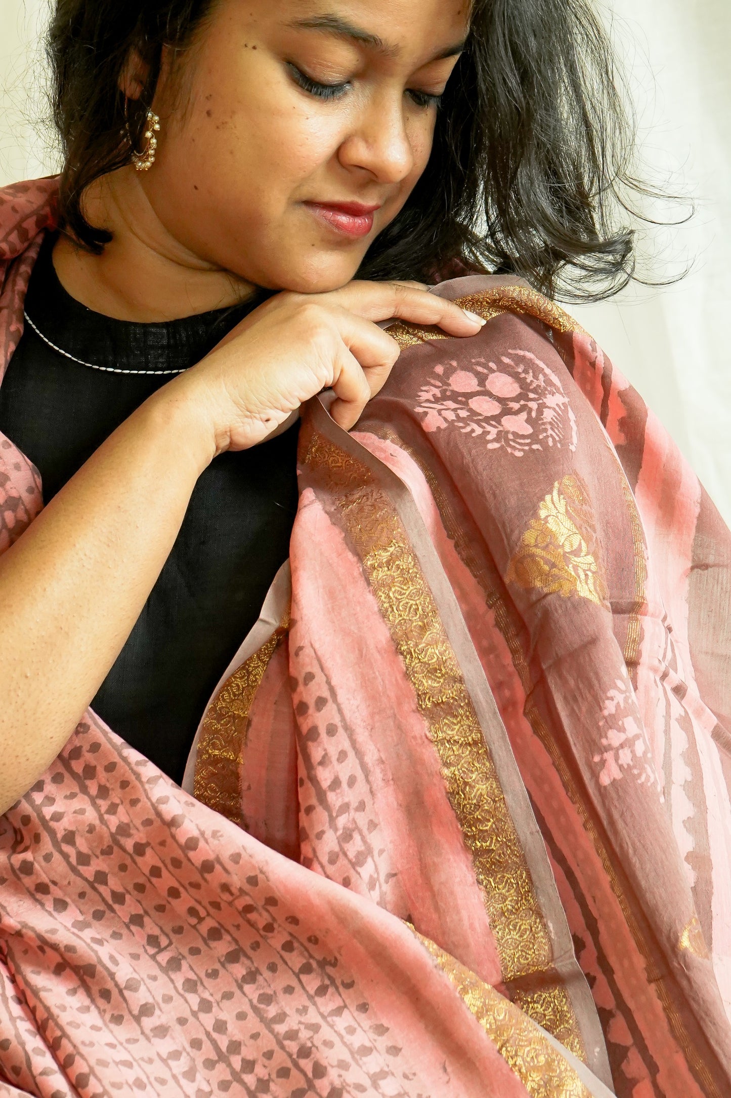 Hand Block Printed Chanderi Silk Cotton Dupatta