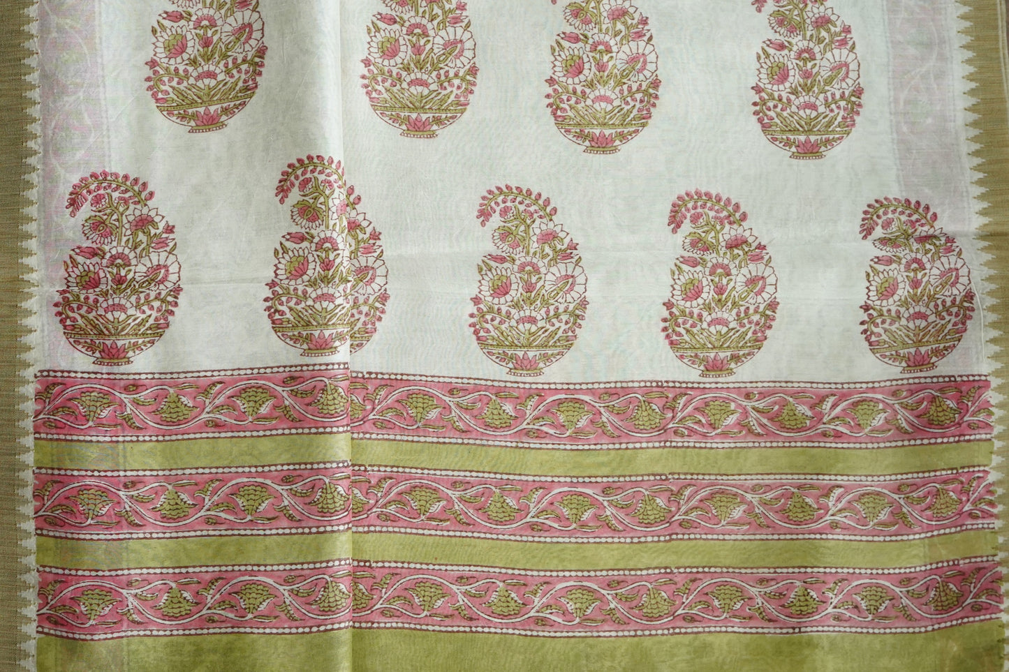 Hand Block Printed Chanderi Silk Cotton Saree
