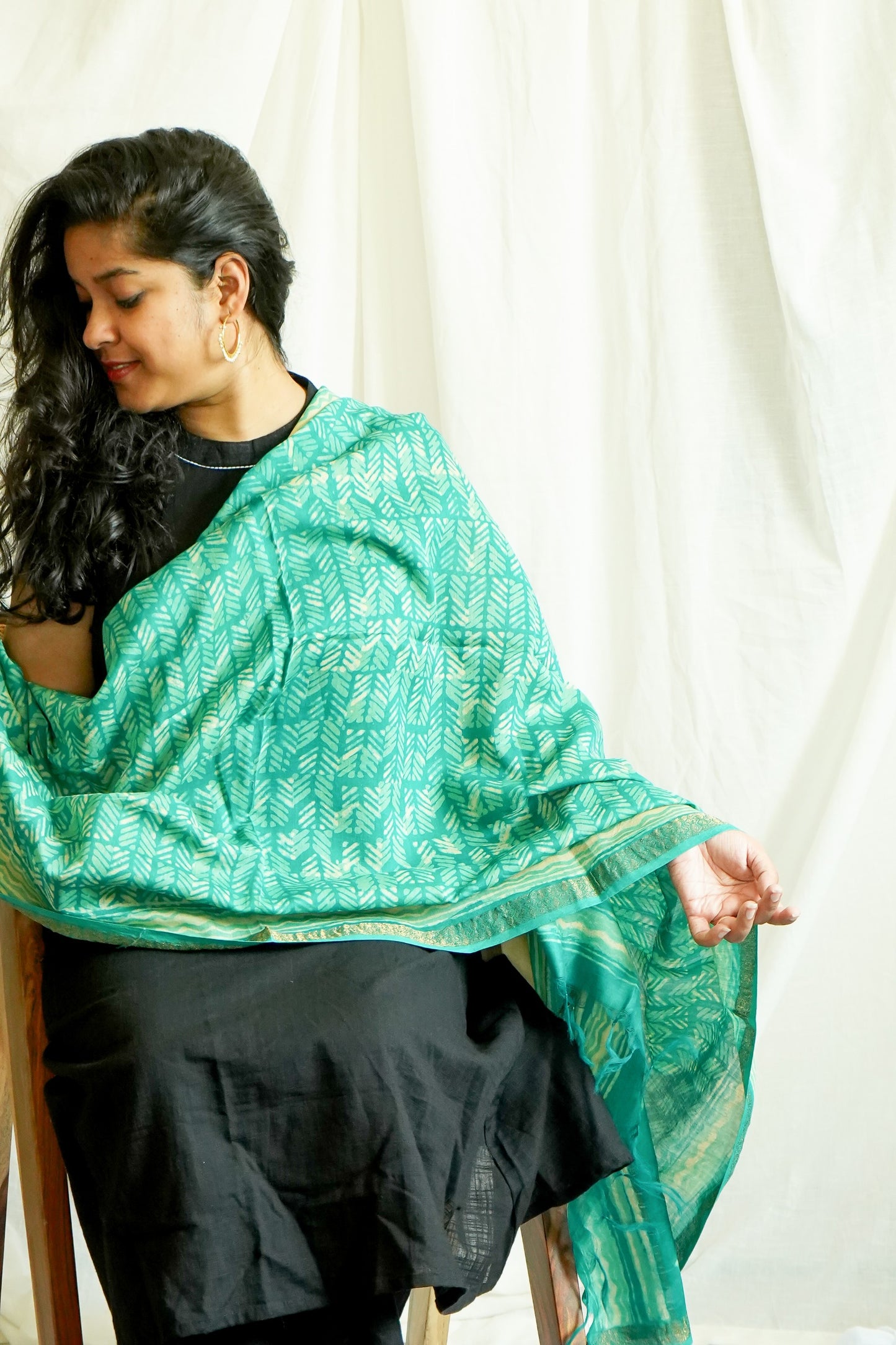 Hand Block Printed Chanderi Silk Cotton Dupatta