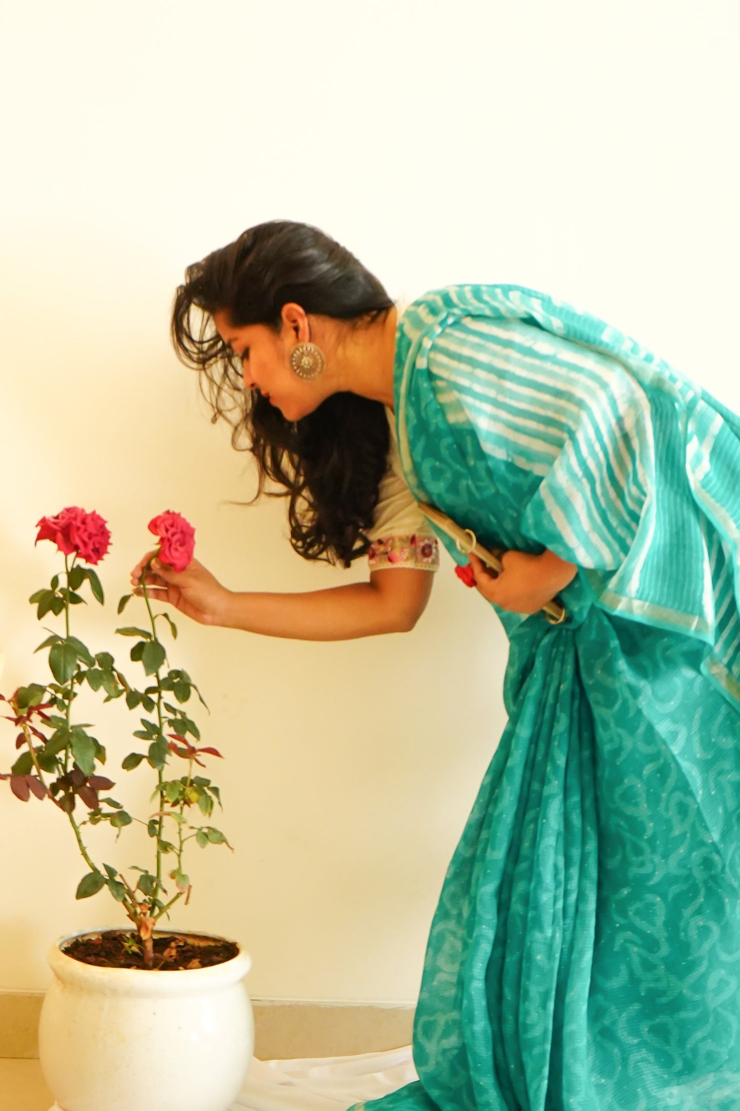 Hand Block Printed Kota Silk Saree