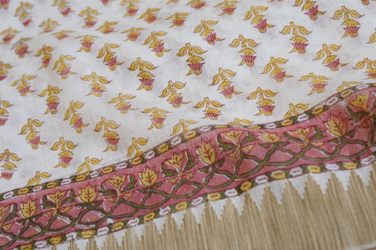 Hand Block Printed Chanderi Silk Cotton Saree