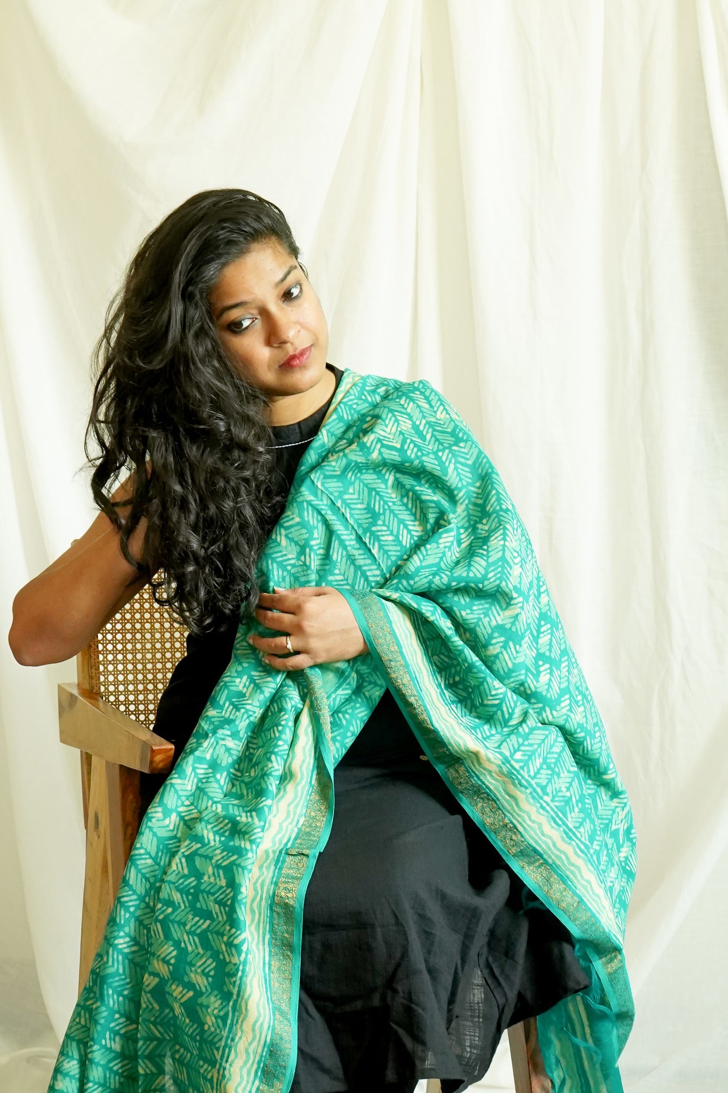 Hand Block Printed Chanderi Silk Cotton Dupatta
