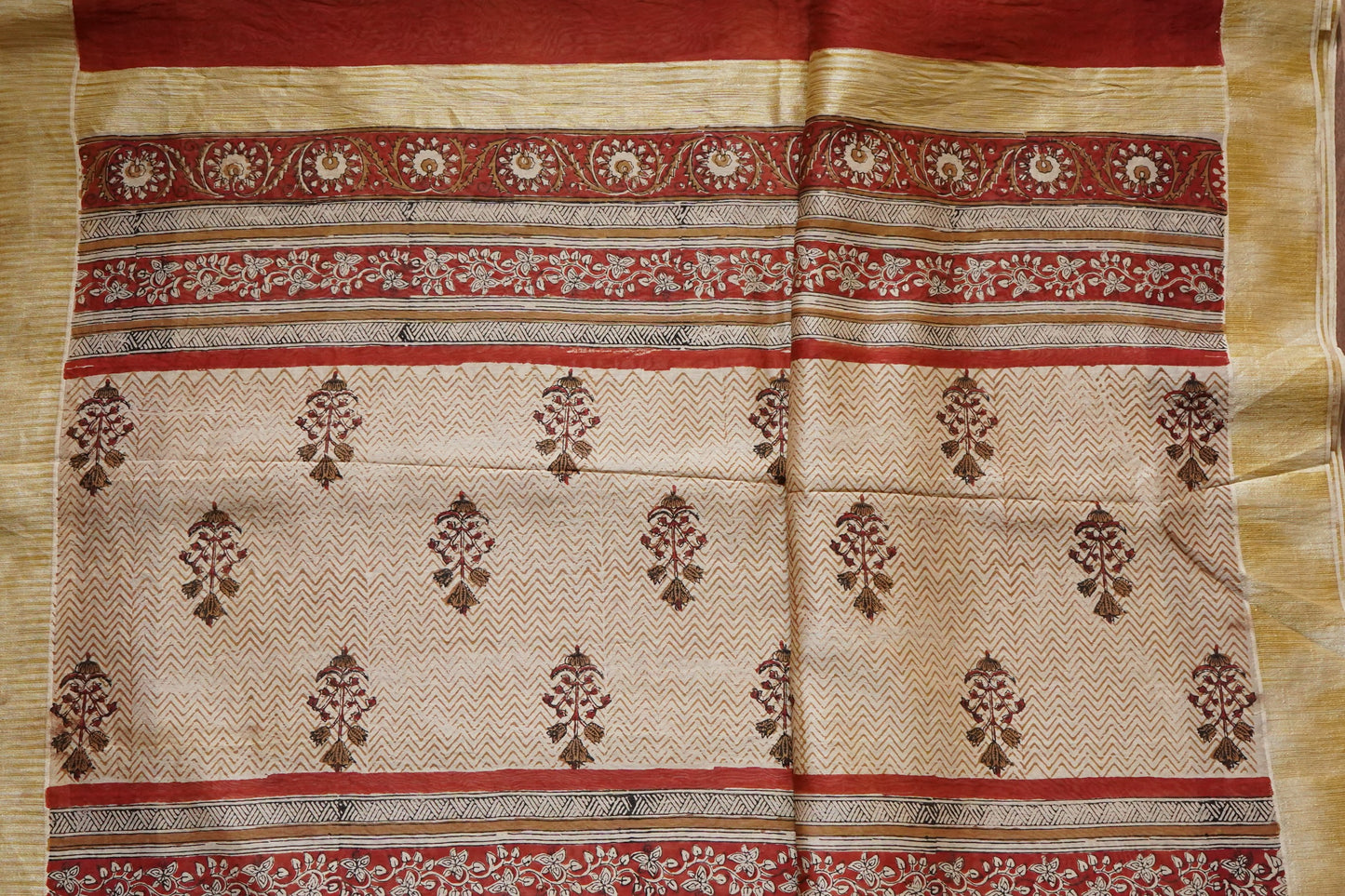Hand Block Printed Chanderi Silk Cotton Saree