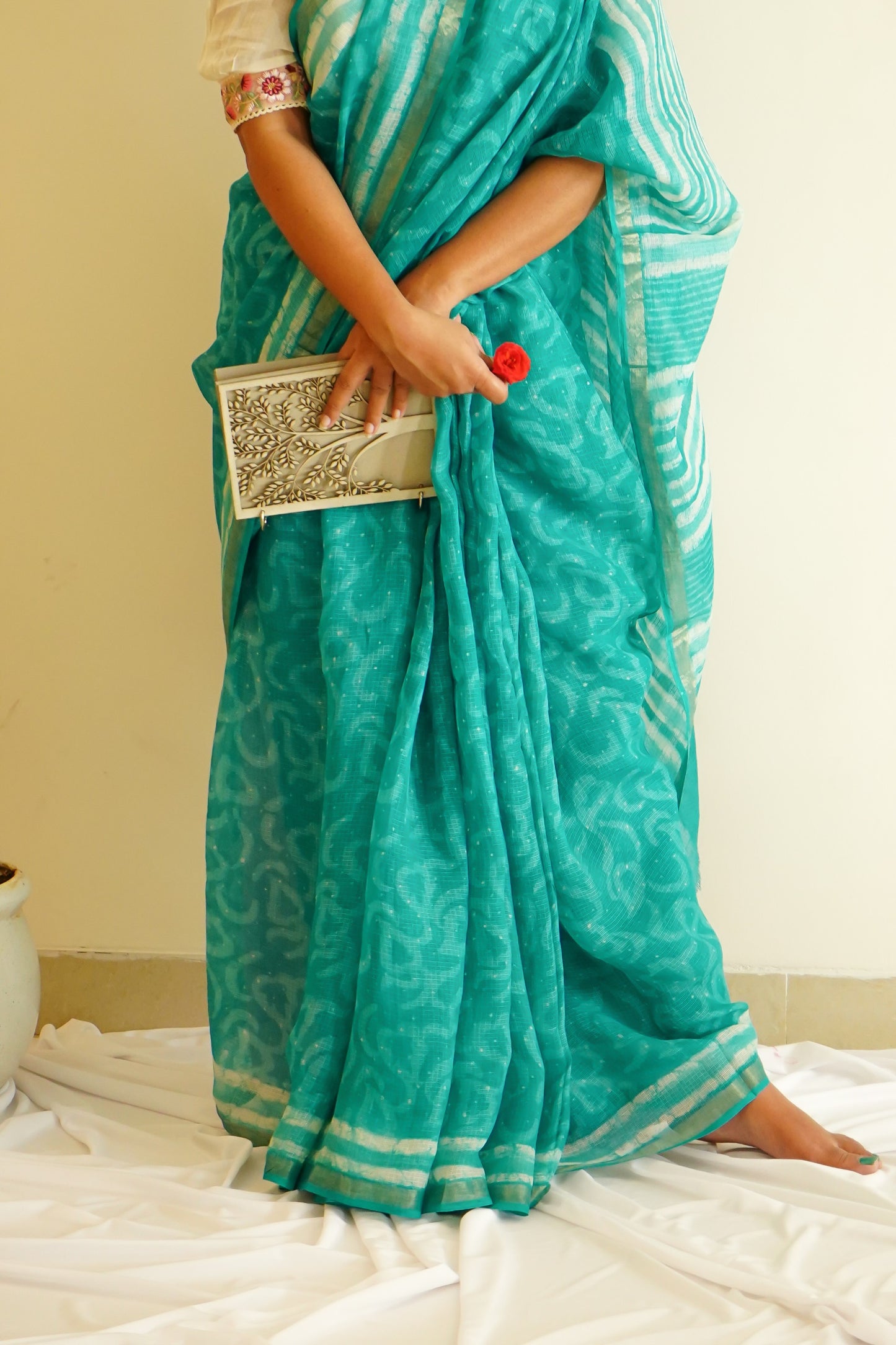Hand Block Printed Kota Silk Saree