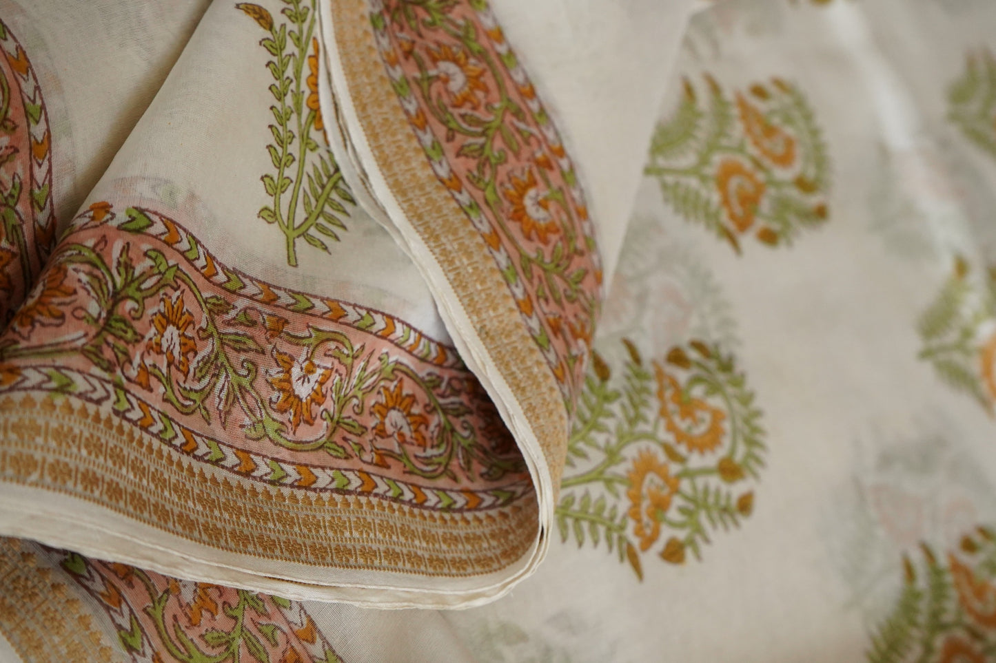 Hand Block Printed Chanderi Silk Cotton Saree