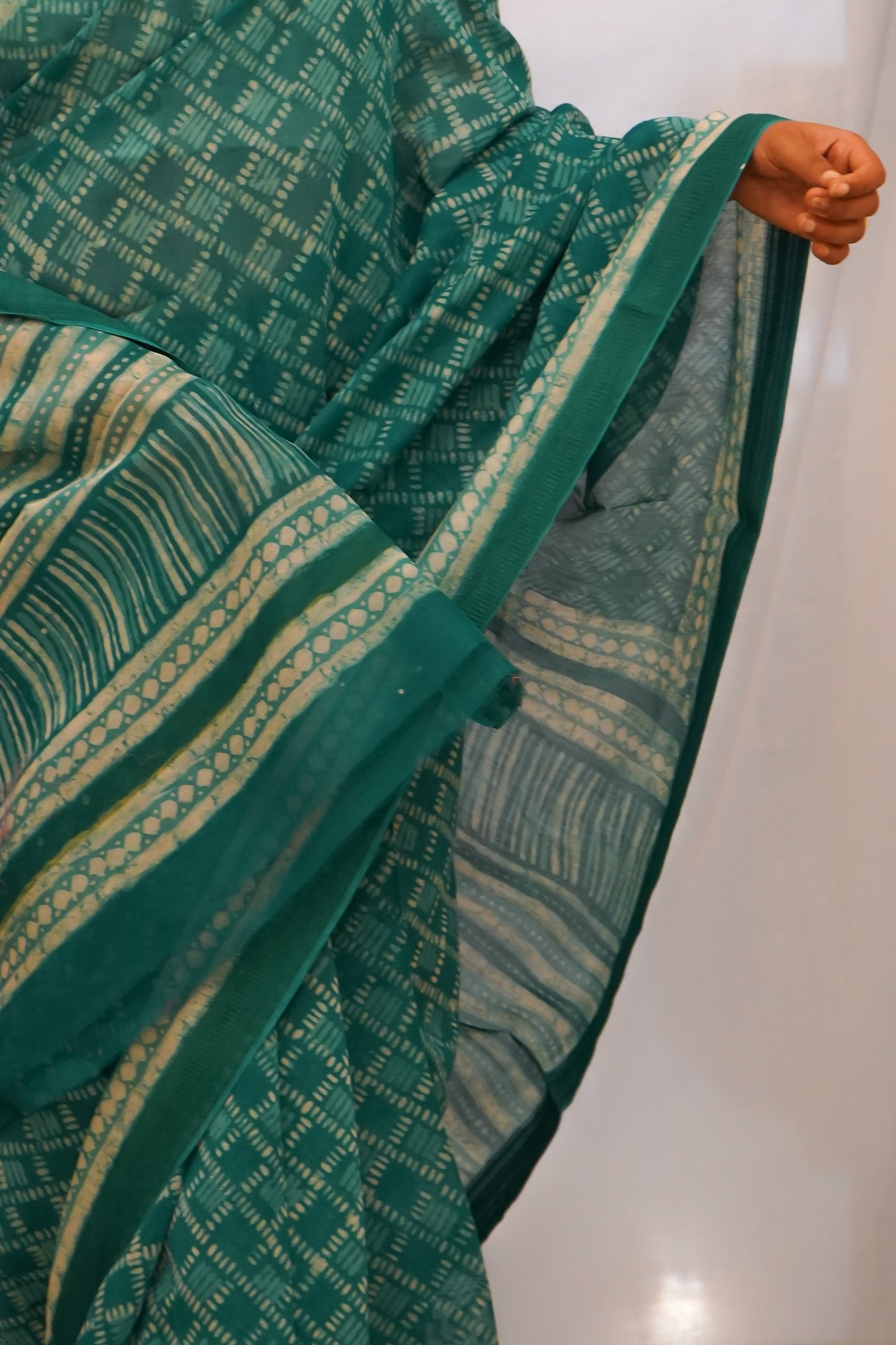 Hand Block Printed Chanderi Silk Cotton Saree