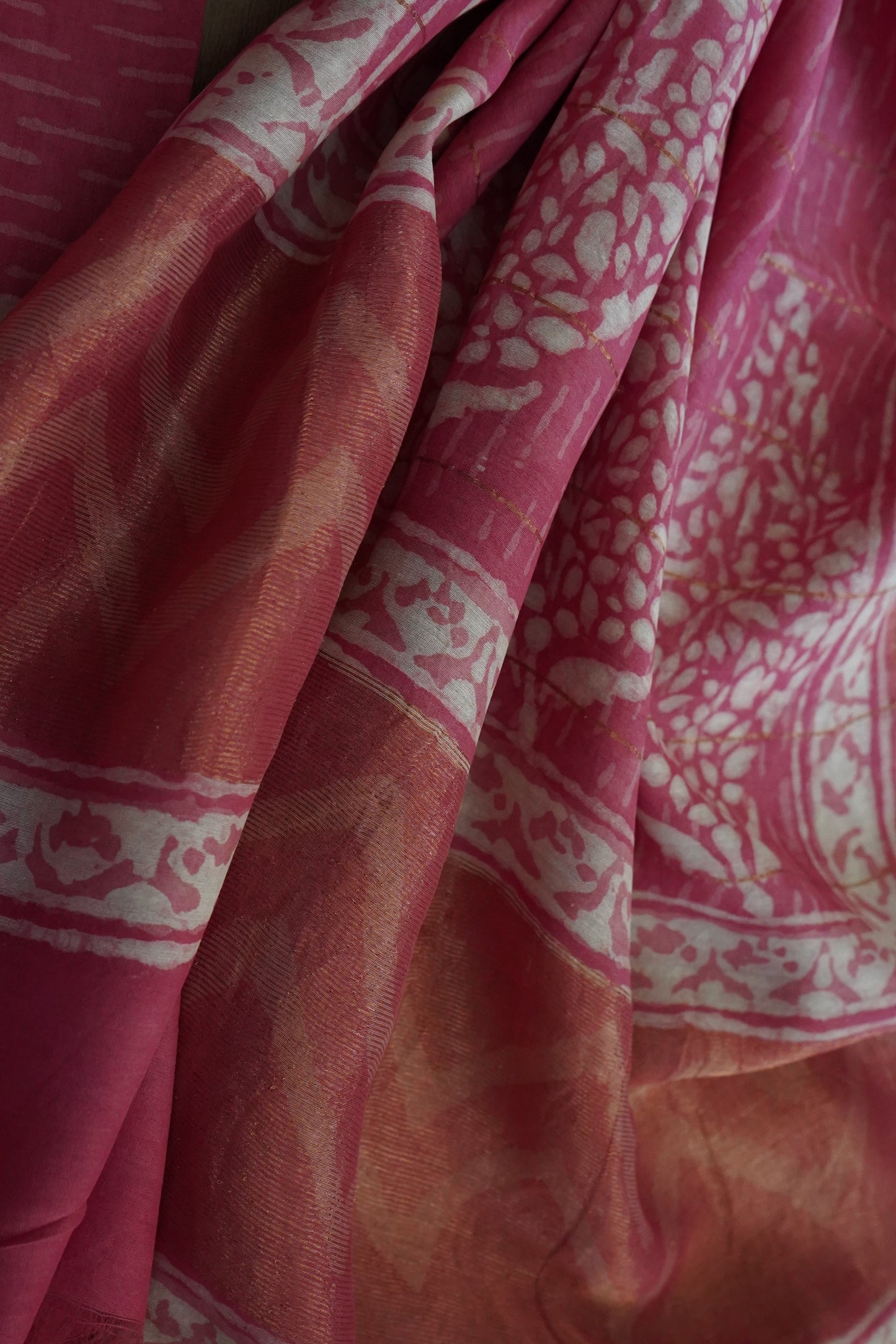 Hand Block Printed Chanderi Silk Cotton Suit Set