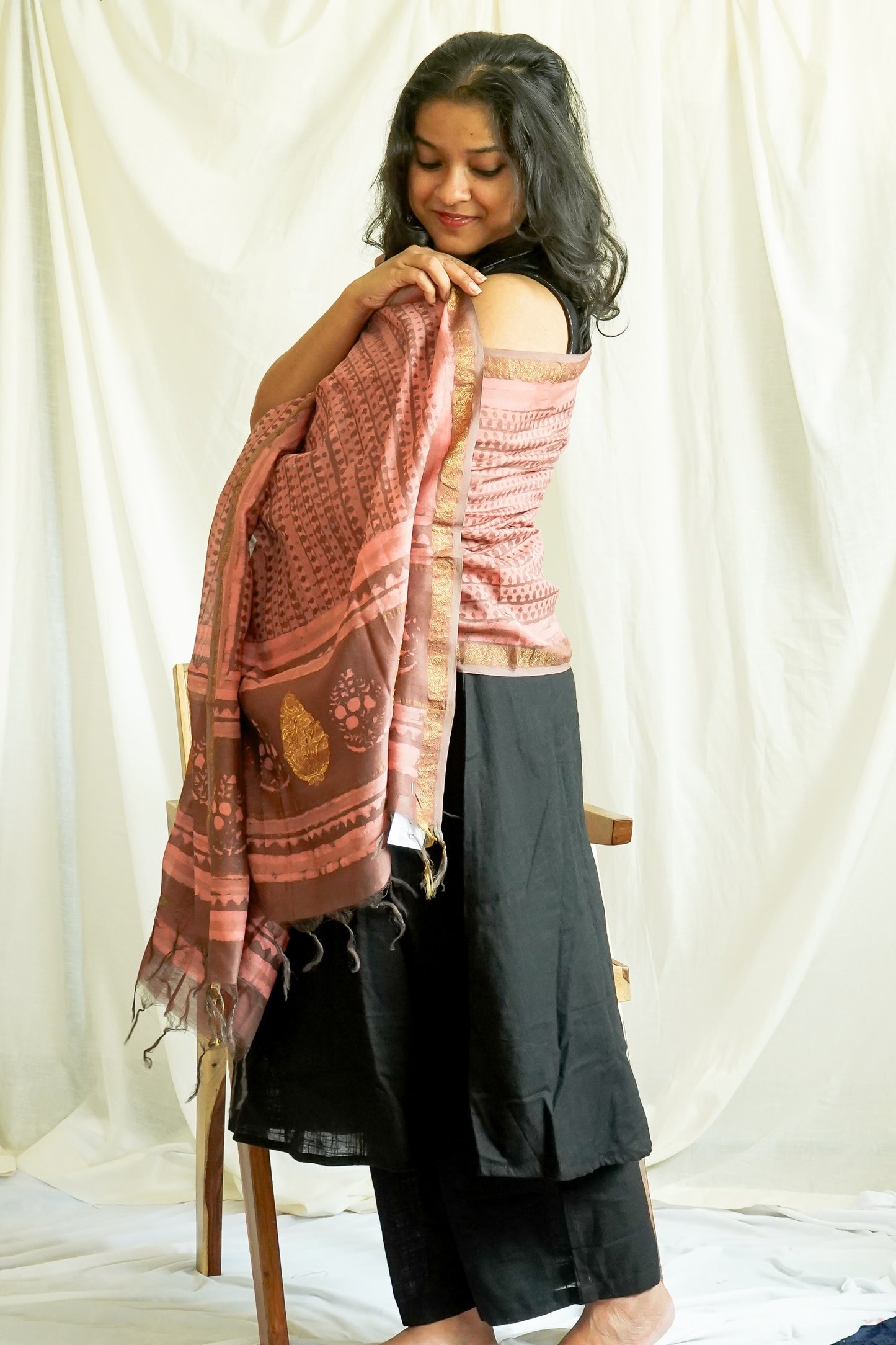 Hand Block Printed Chanderi Silk Cotton Dupatta