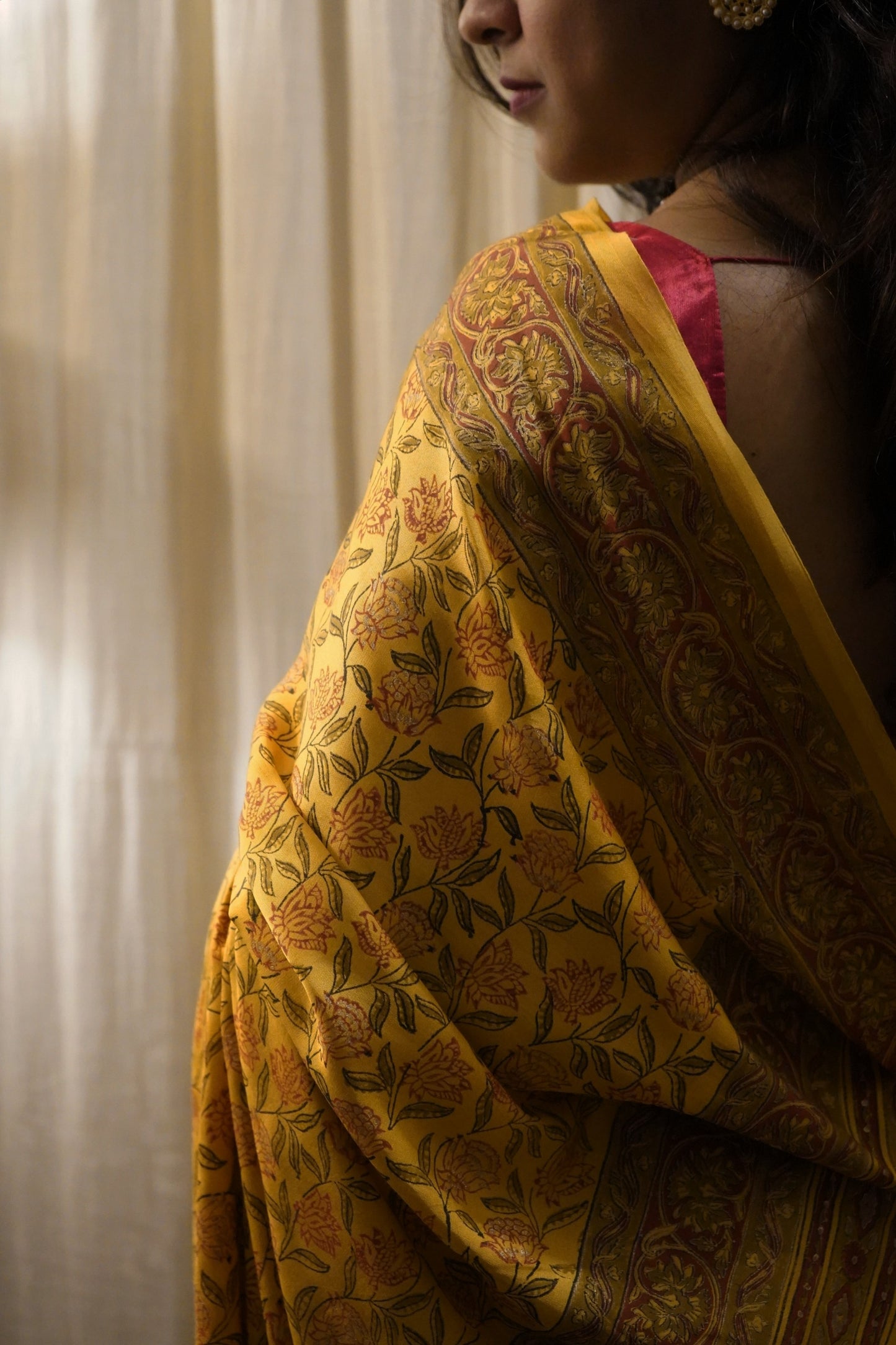 Handblock Printed Modal Silk Saree