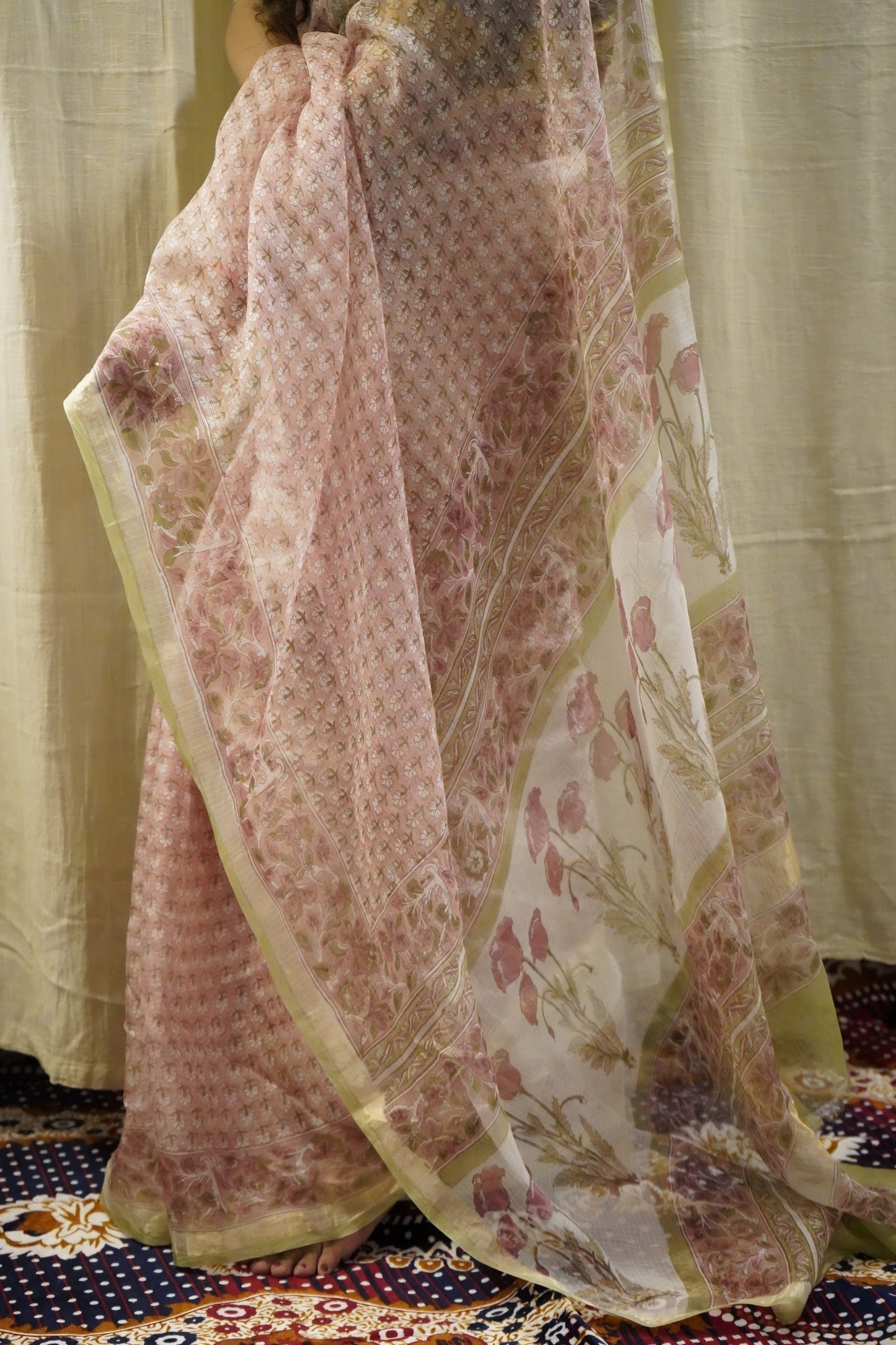 Kota Silk Handblock Printed Saree