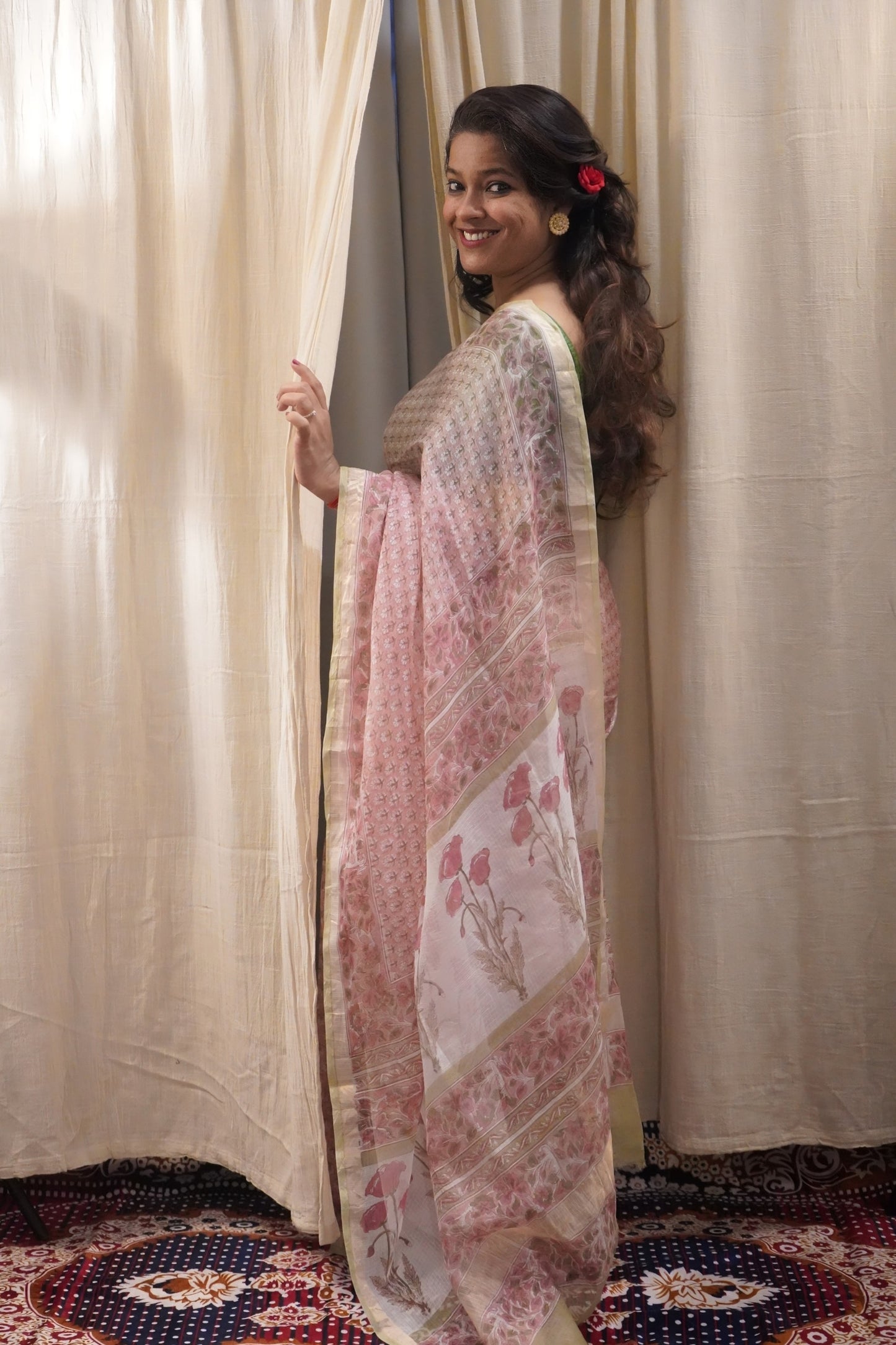 Kota Silk Handblock Printed Saree