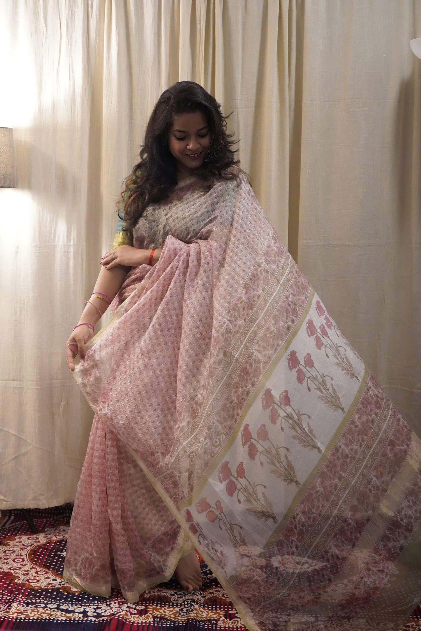 Kota Silk Handblock Printed Saree