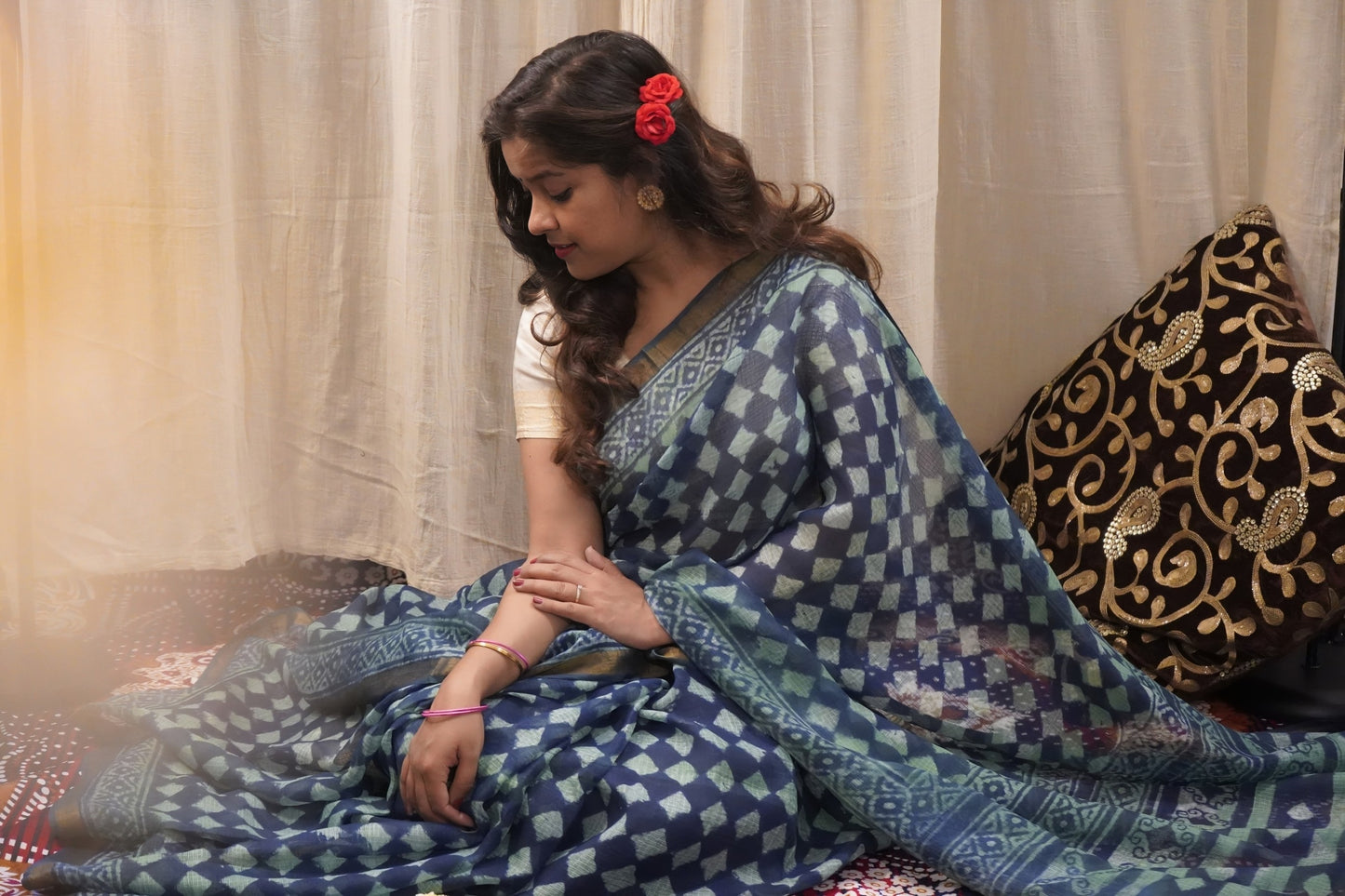 Kota Silk Handblock Printed Saree