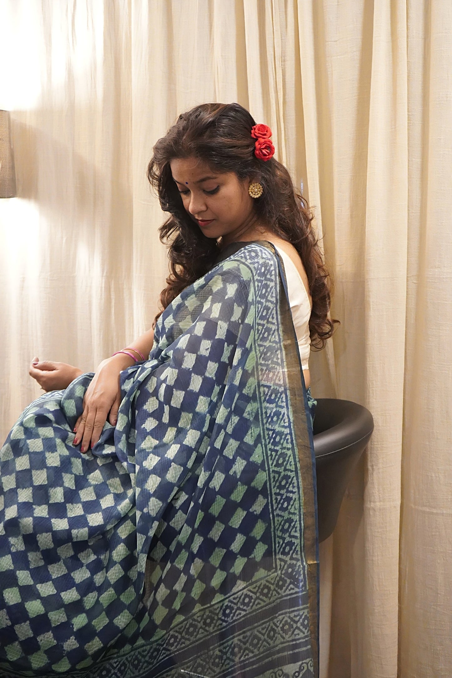 Kota Silk Handblock Printed Saree