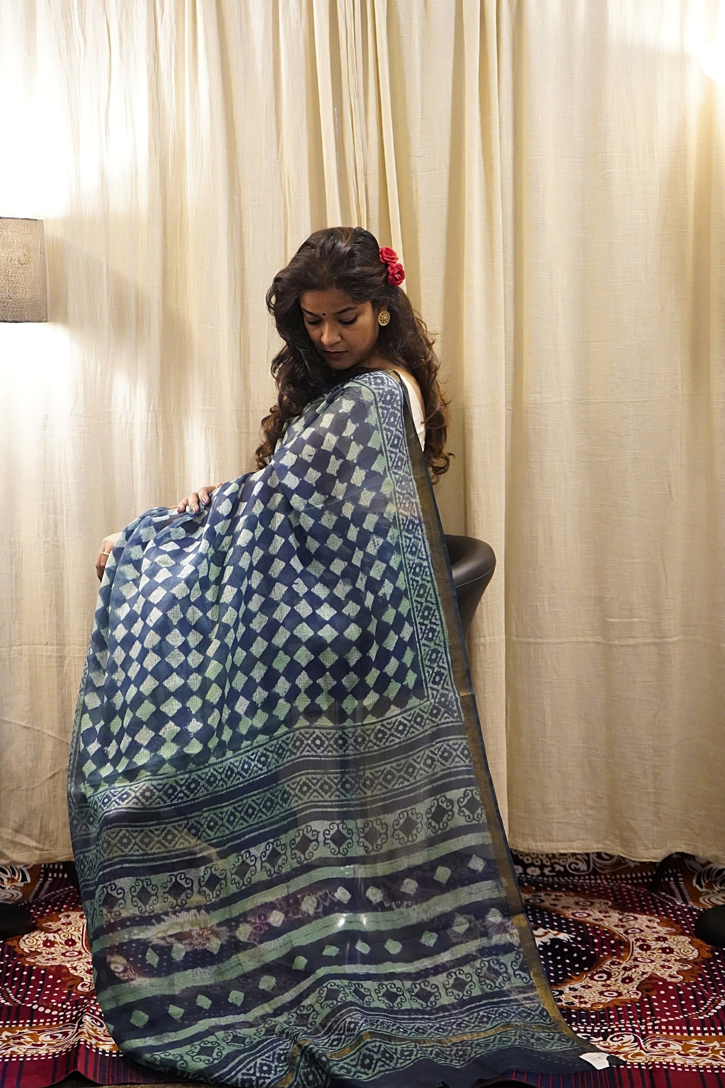 Kota Silk Handblock Printed Saree