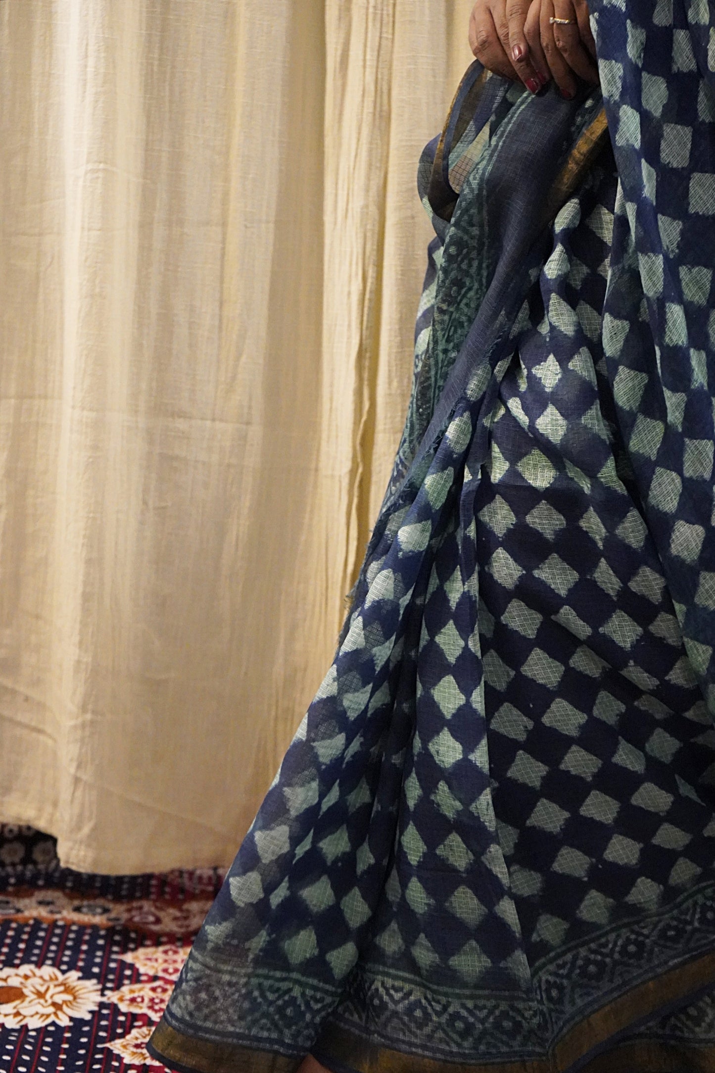 Kota Silk Handblock Printed Saree