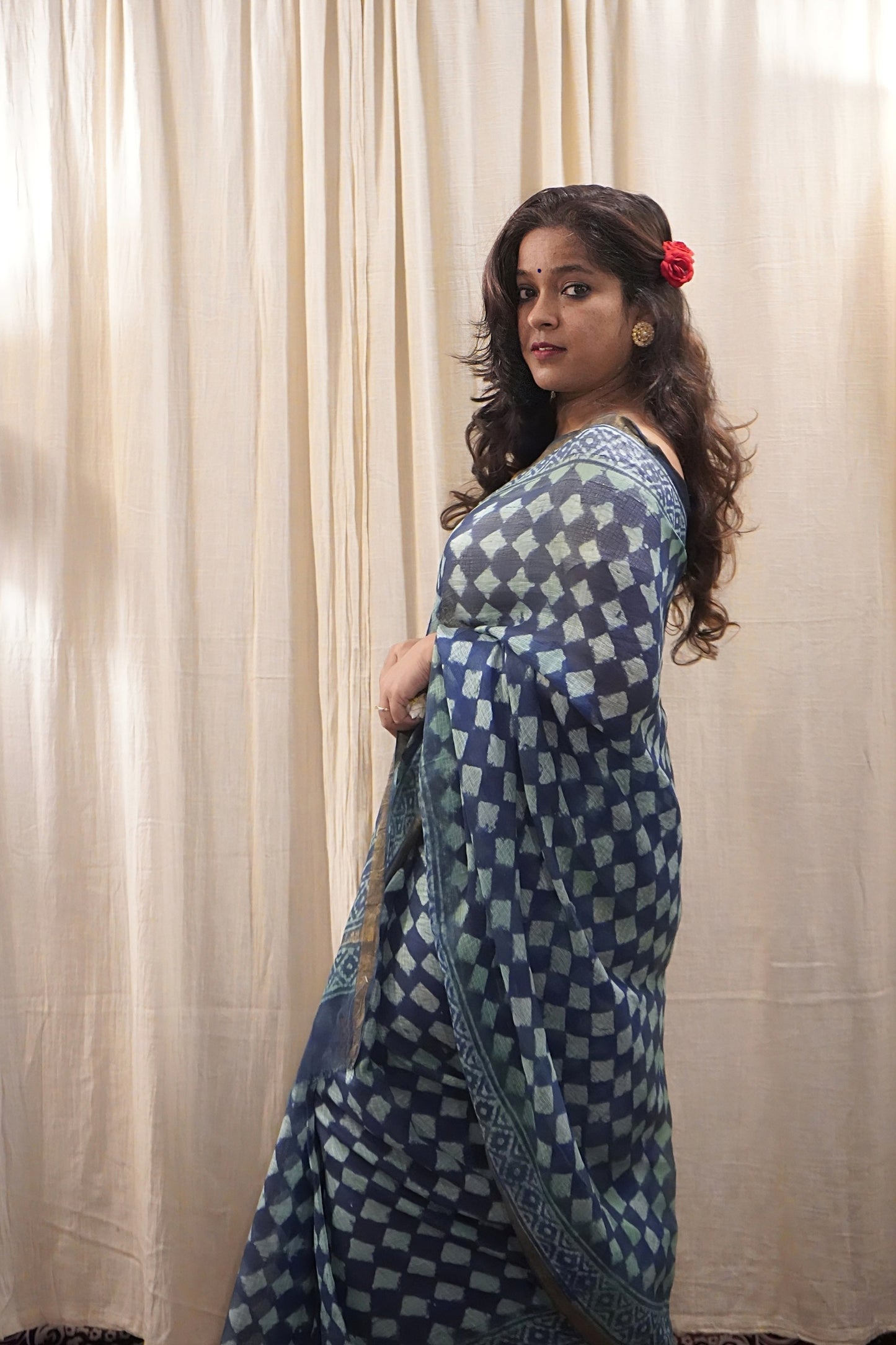 Kota Silk Handblock Printed Saree