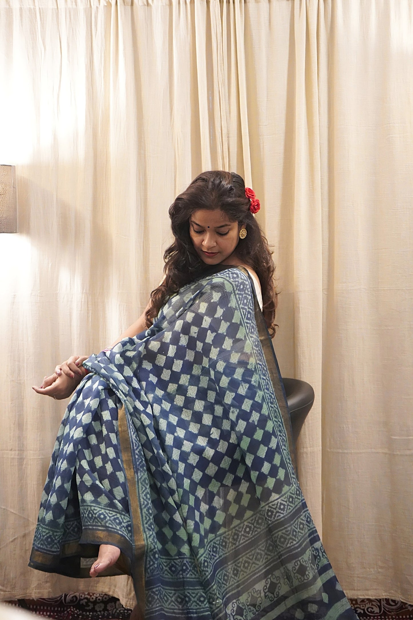 Kota Silk Handblock Printed Saree