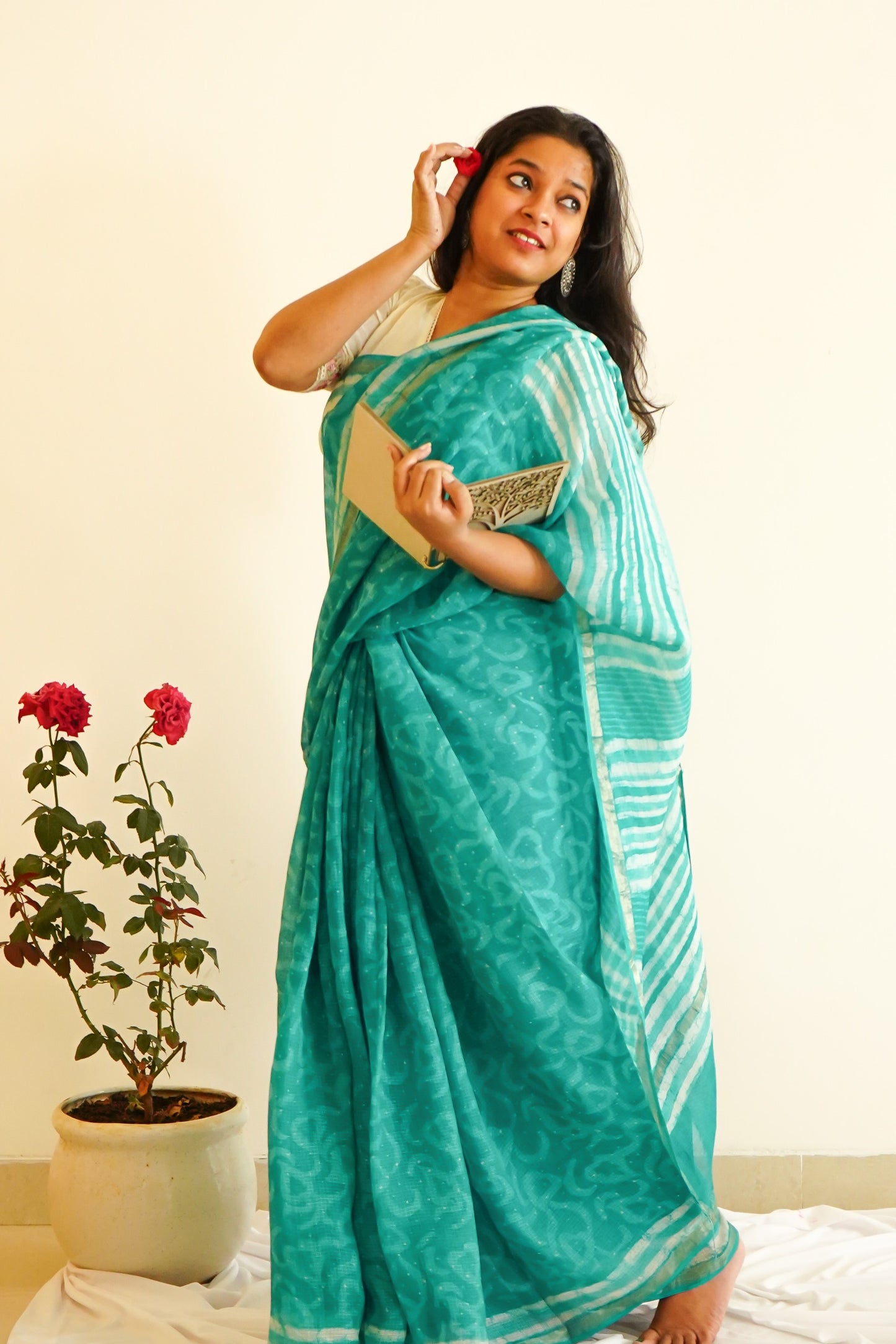 Hand Block Printed Kota Silk Saree