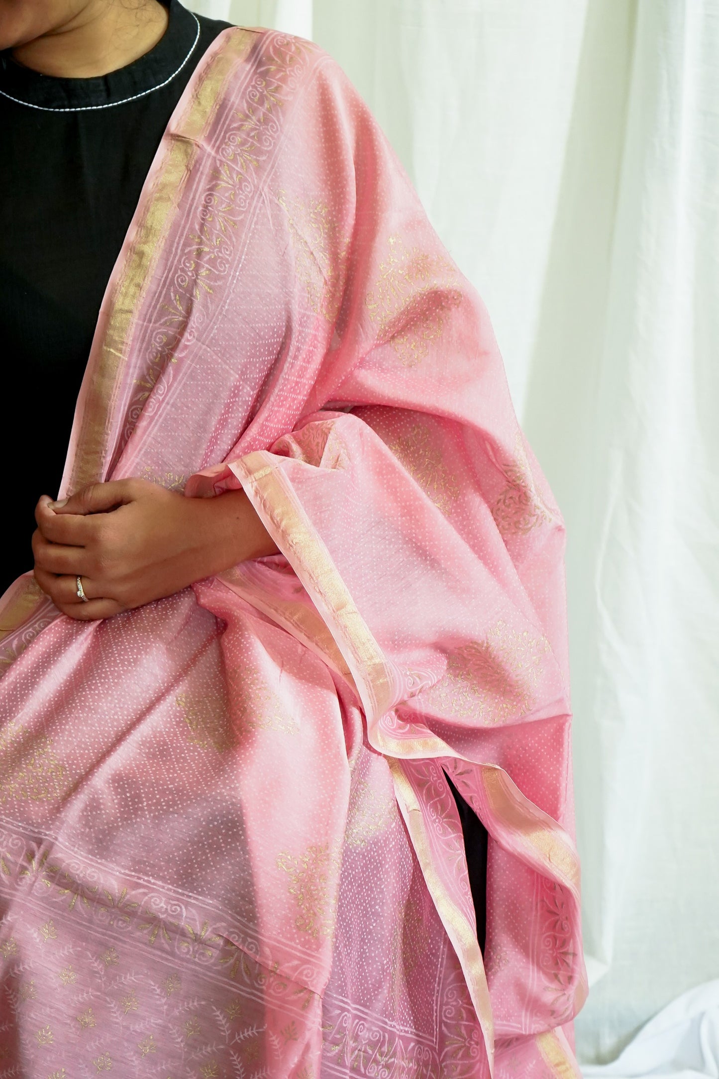 Hand Block Printed Chanderi Silk Cotton Dupatta