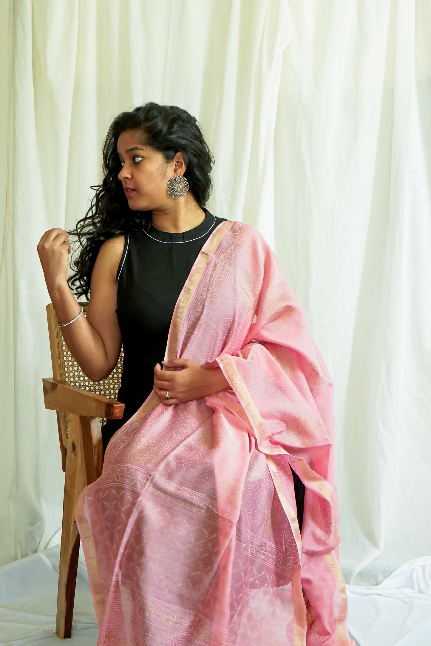 Hand Block Printed Chanderi Silk Cotton Dupatta