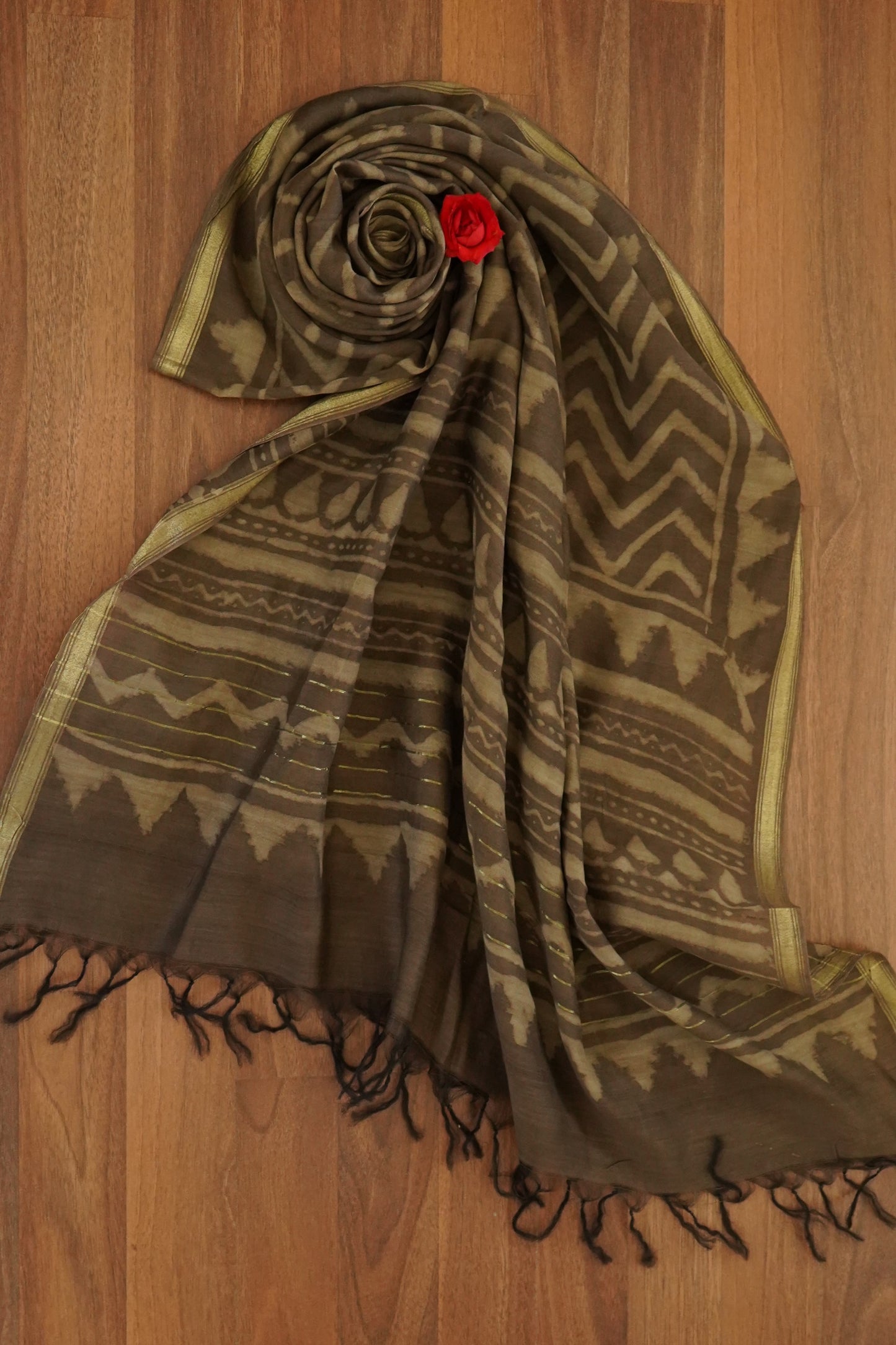Hand Block Printed Chanderi Silk Cotton Dupatta