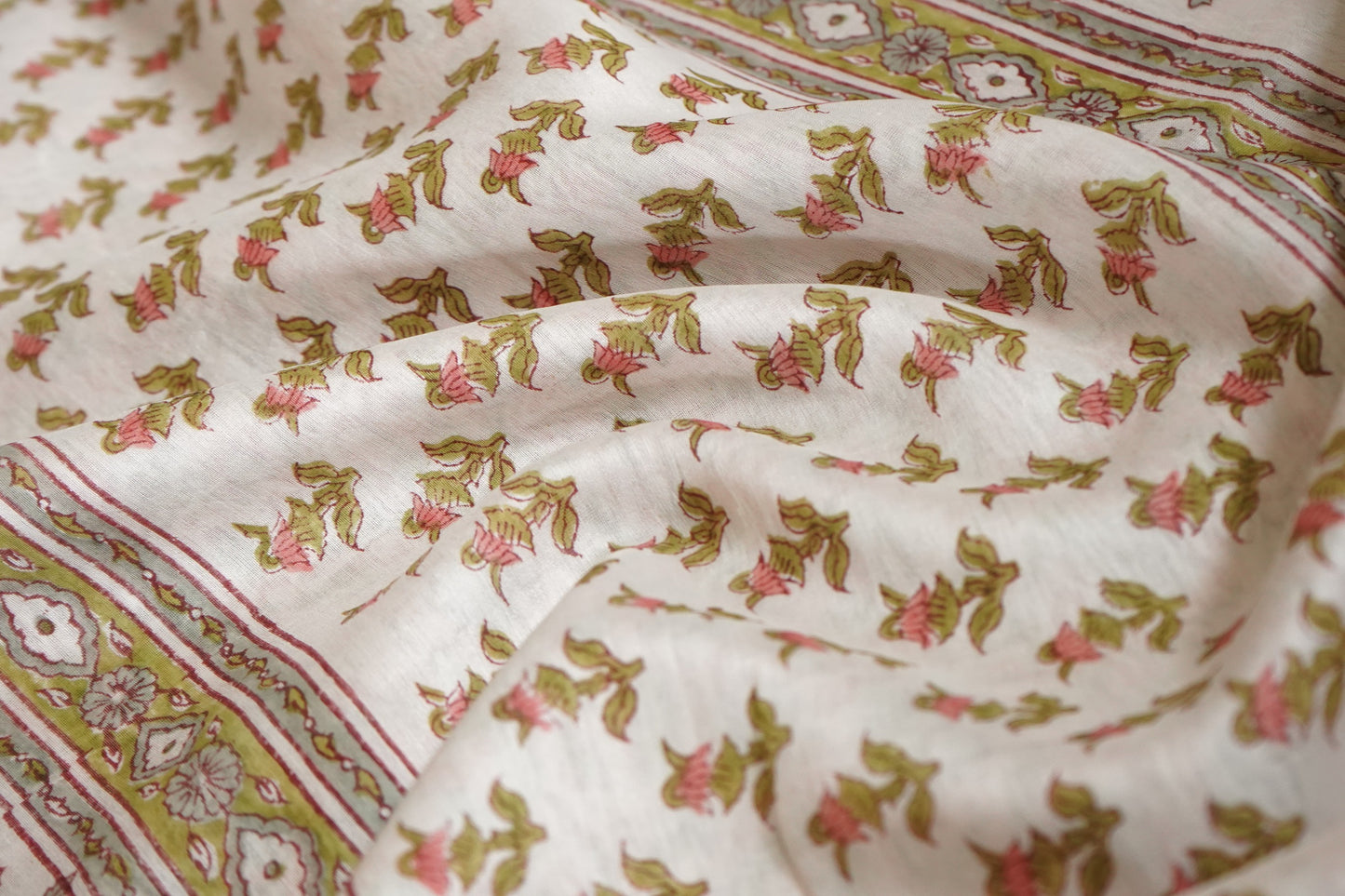 Hand Block Printed Chanderi Silk Cotton Saree