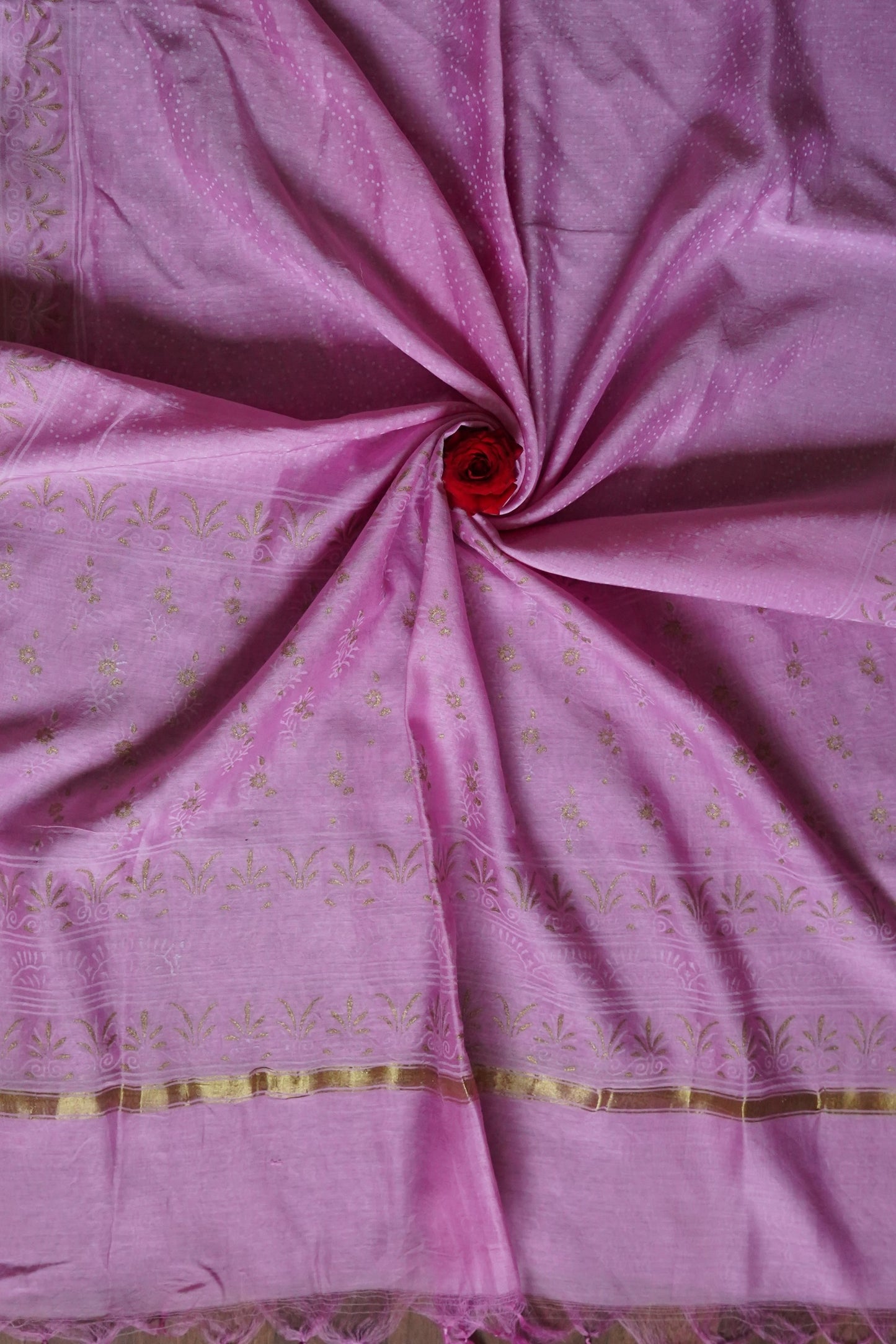 Hand Block Printed Chanderi Silk Cotton Suit Set