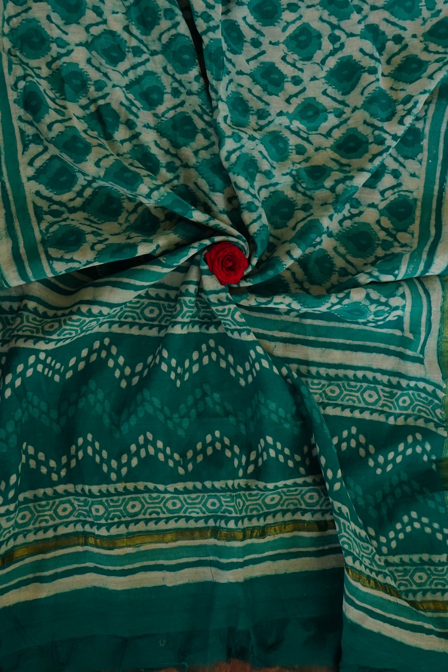 Hand Block Printed Chanderi Silk Cotton Suit Set