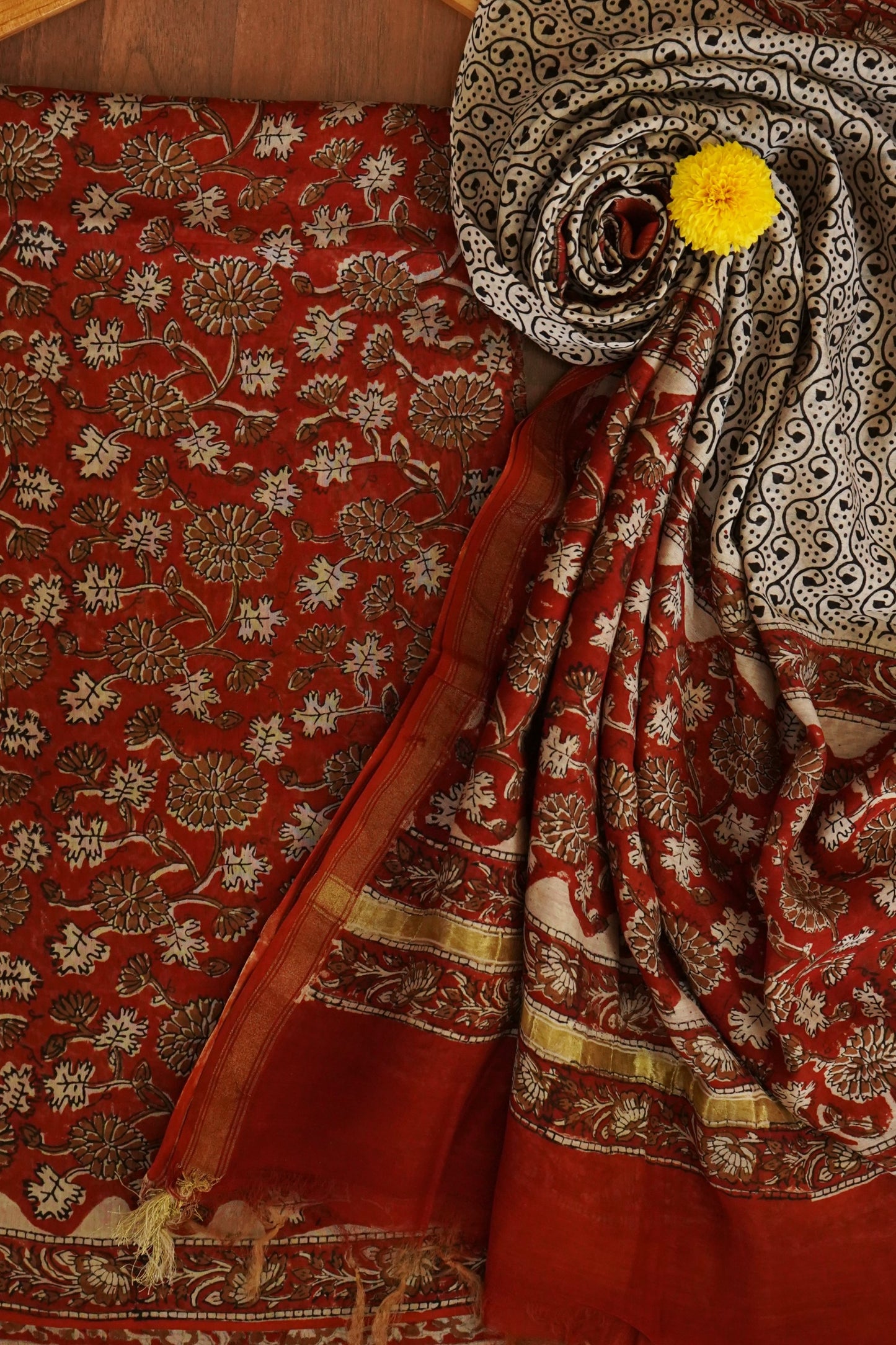 Hand Block Printed Chanderi Silk Cotton Suit Set