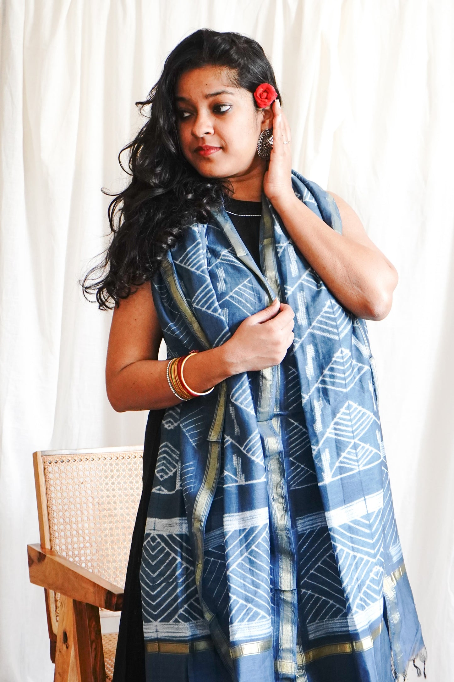 Hand Block Printed Chanderi Silk Cotton Dupatta