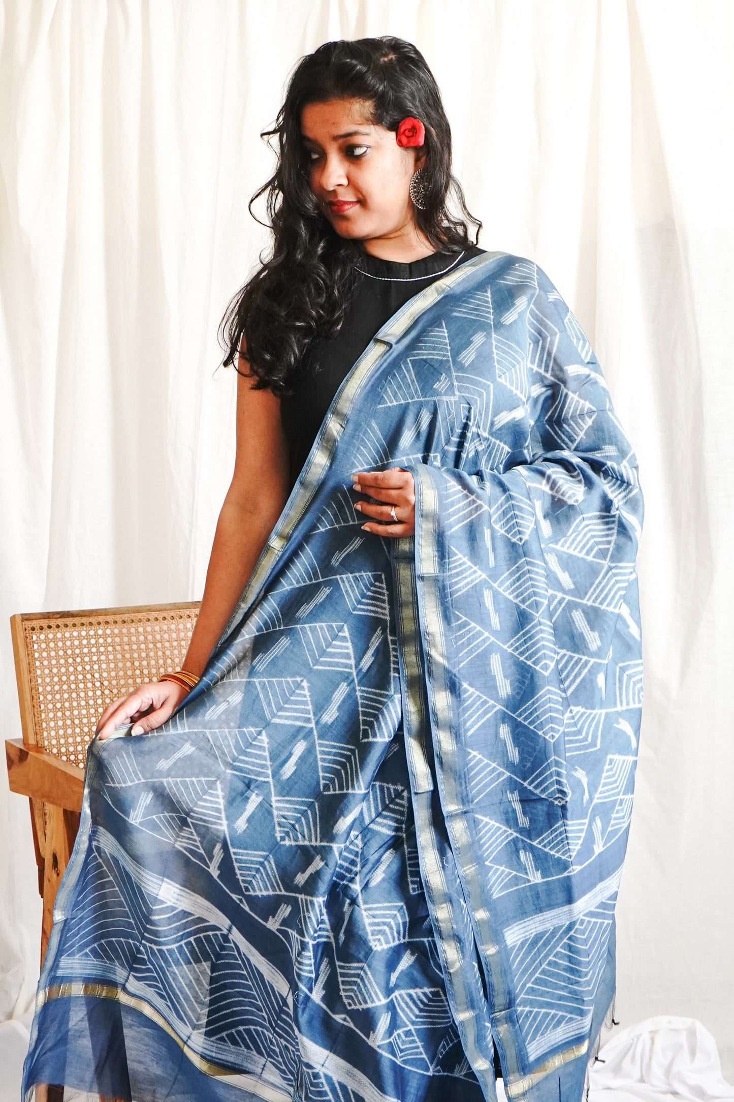 Hand Block Printed Chanderi Silk Cotton Dupatta