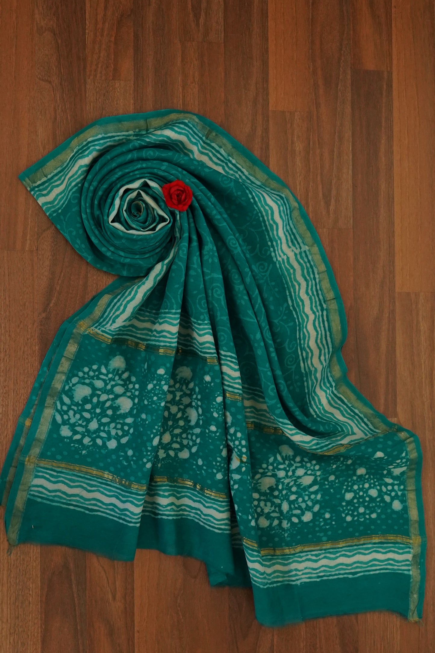 Hand Block Printed Chanderi Silk Cotton Dupatta