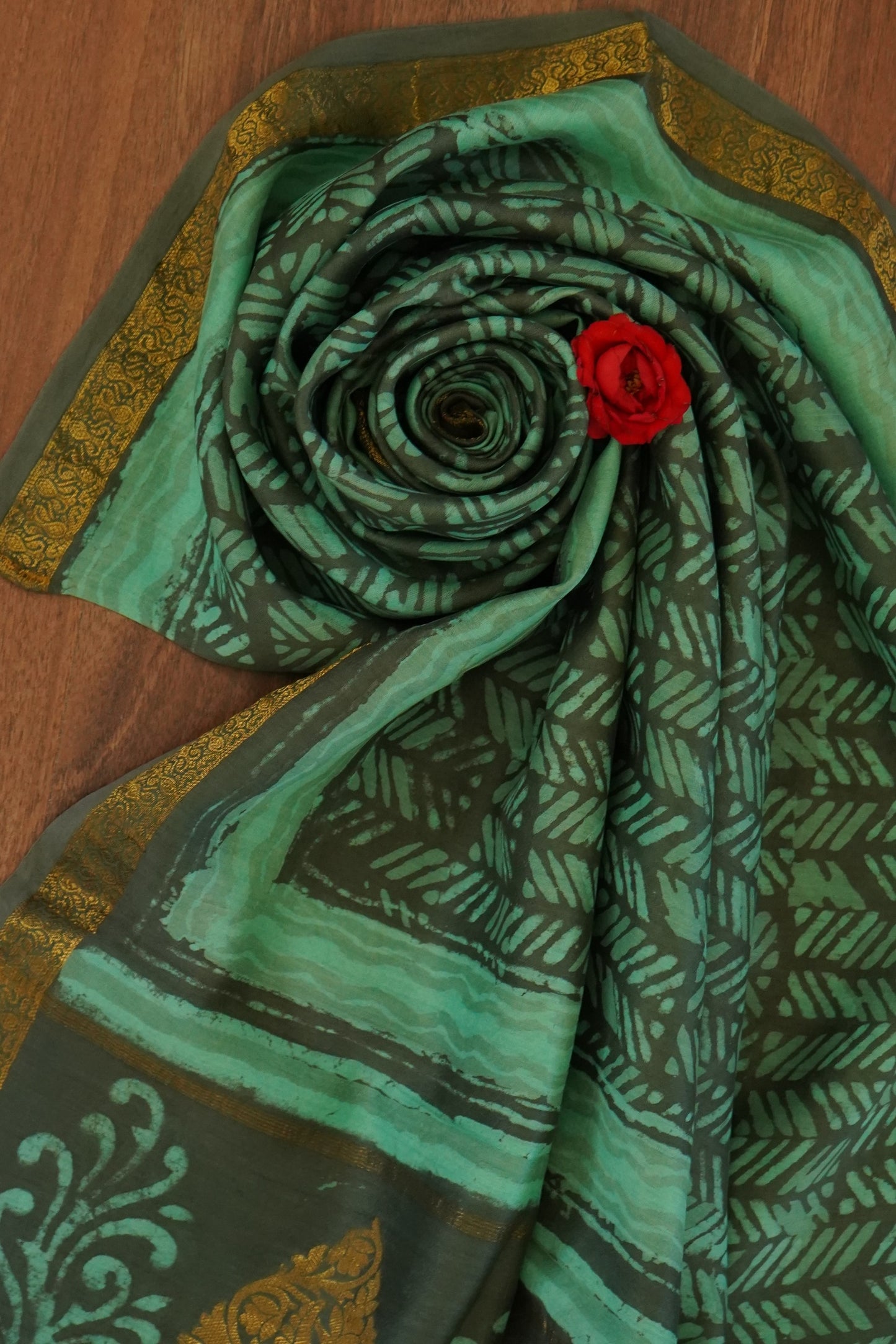 Hand Block Printed Chanderi Silk Cotton Dupatta