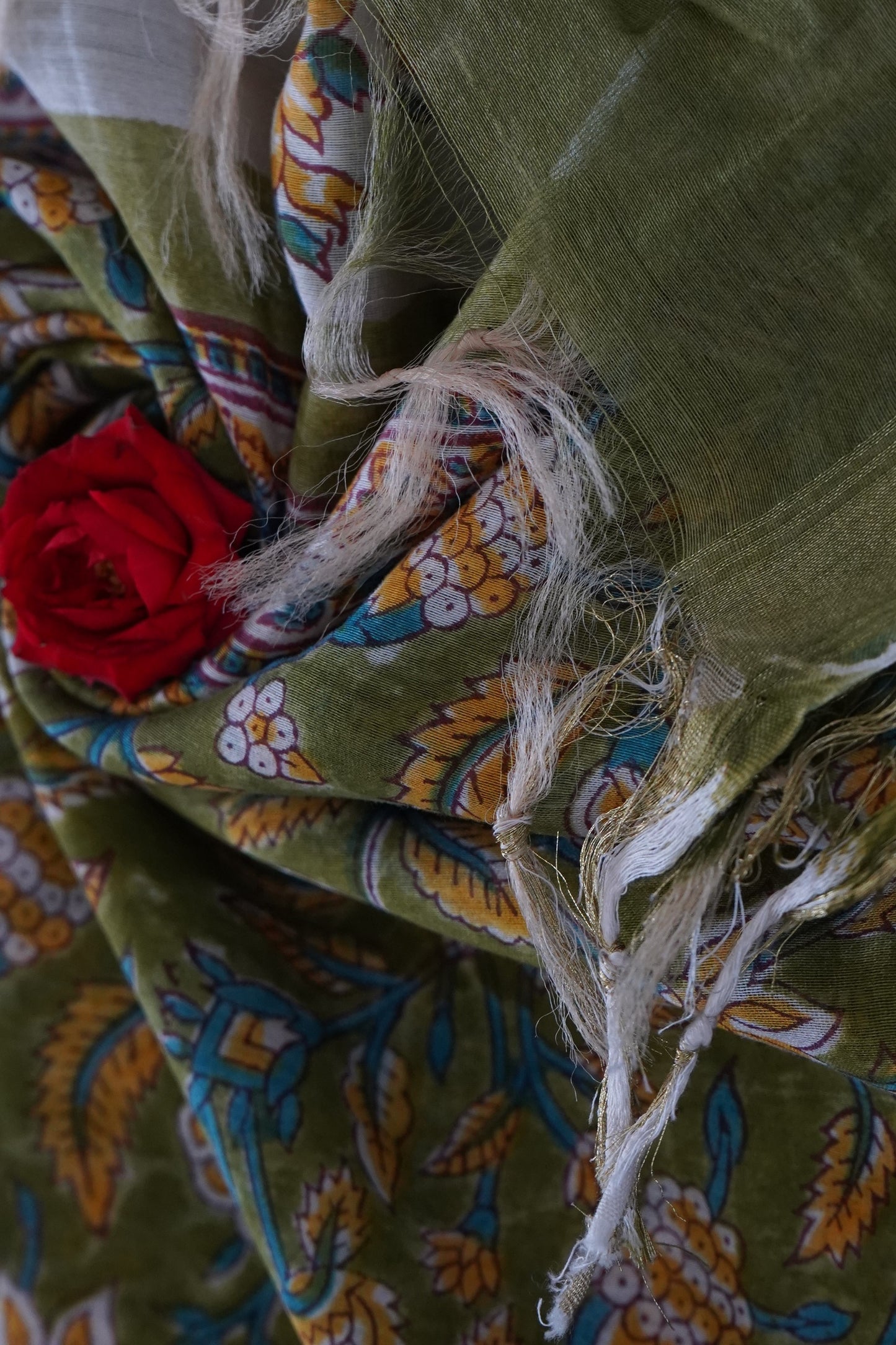 Hand Block Printed Chanderi Silk Cotton Dupatta