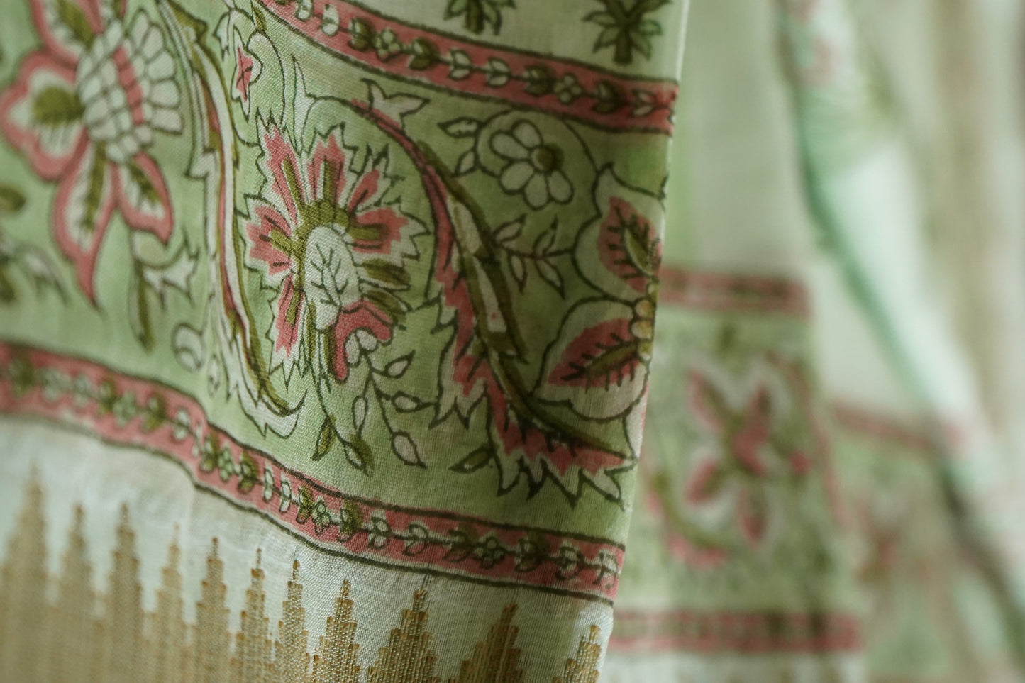 Hand Block Printed Chanderi Silk Cotton Saree