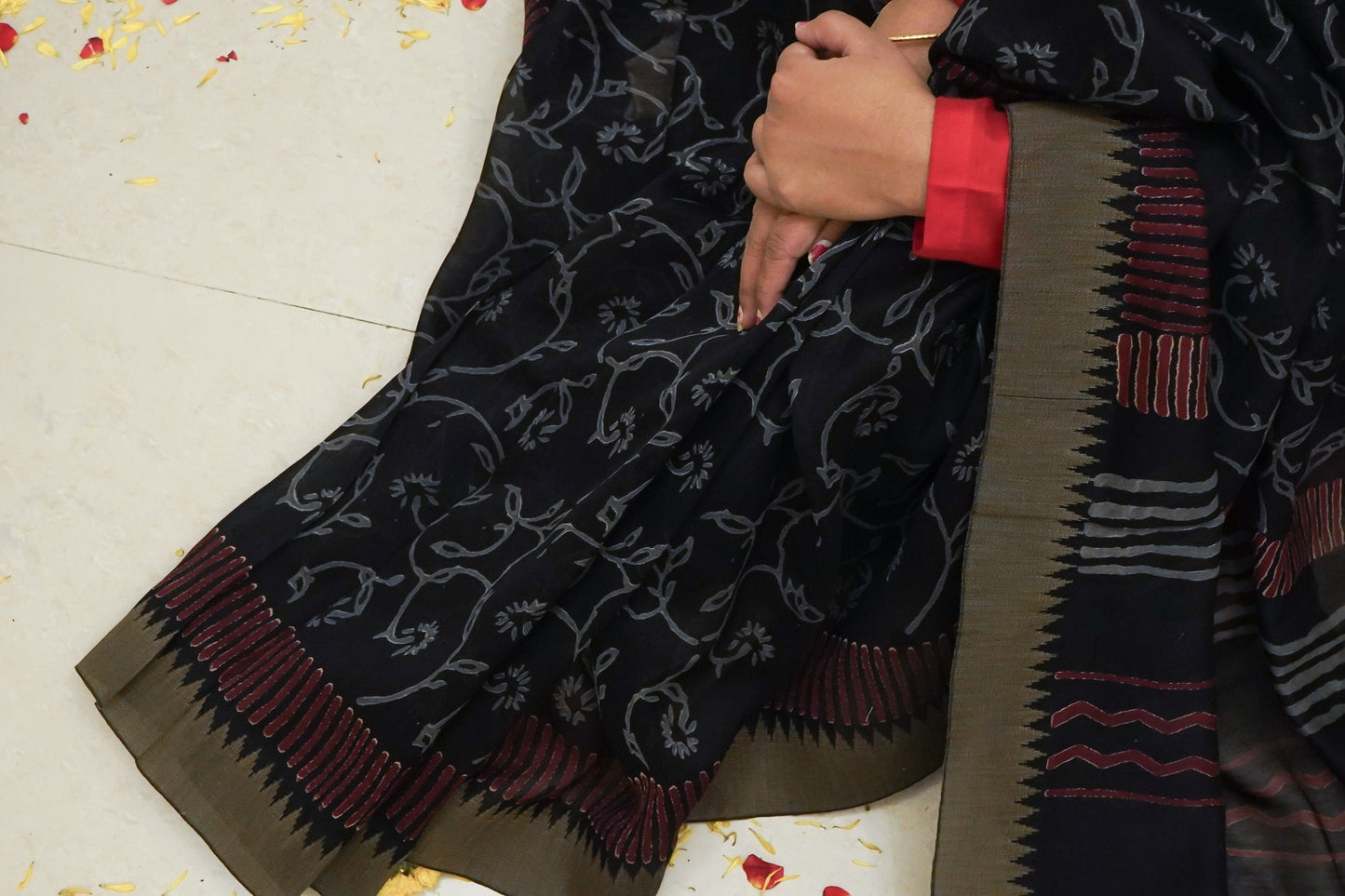 Hand Block Printed Chanderi Silk Cotton Saree