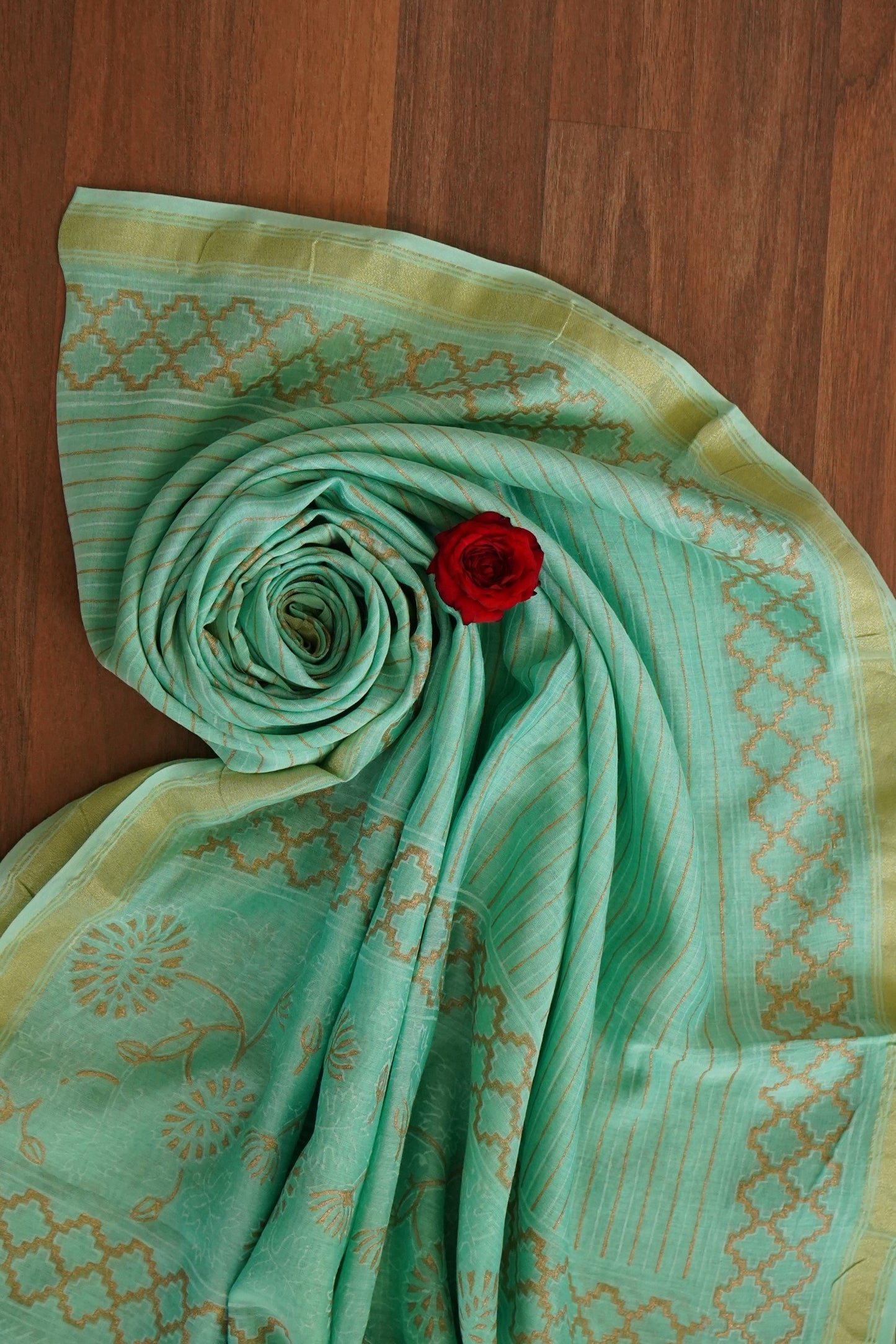 Hand Block Printed Chanderi Silk Cotton Suit Set
