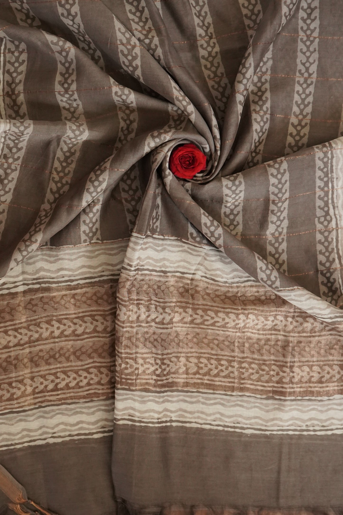 Hand Block Printed Chanderi Silk Cotton Suit Set