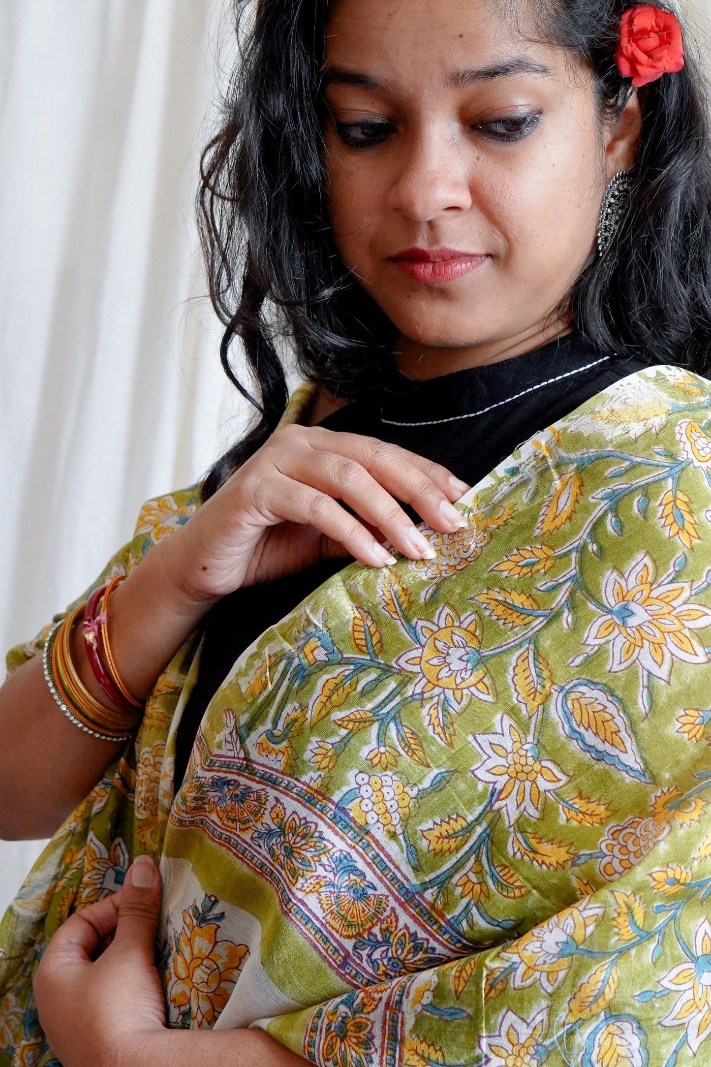 Hand Block Printed Chanderi Silk Cotton Dupatta