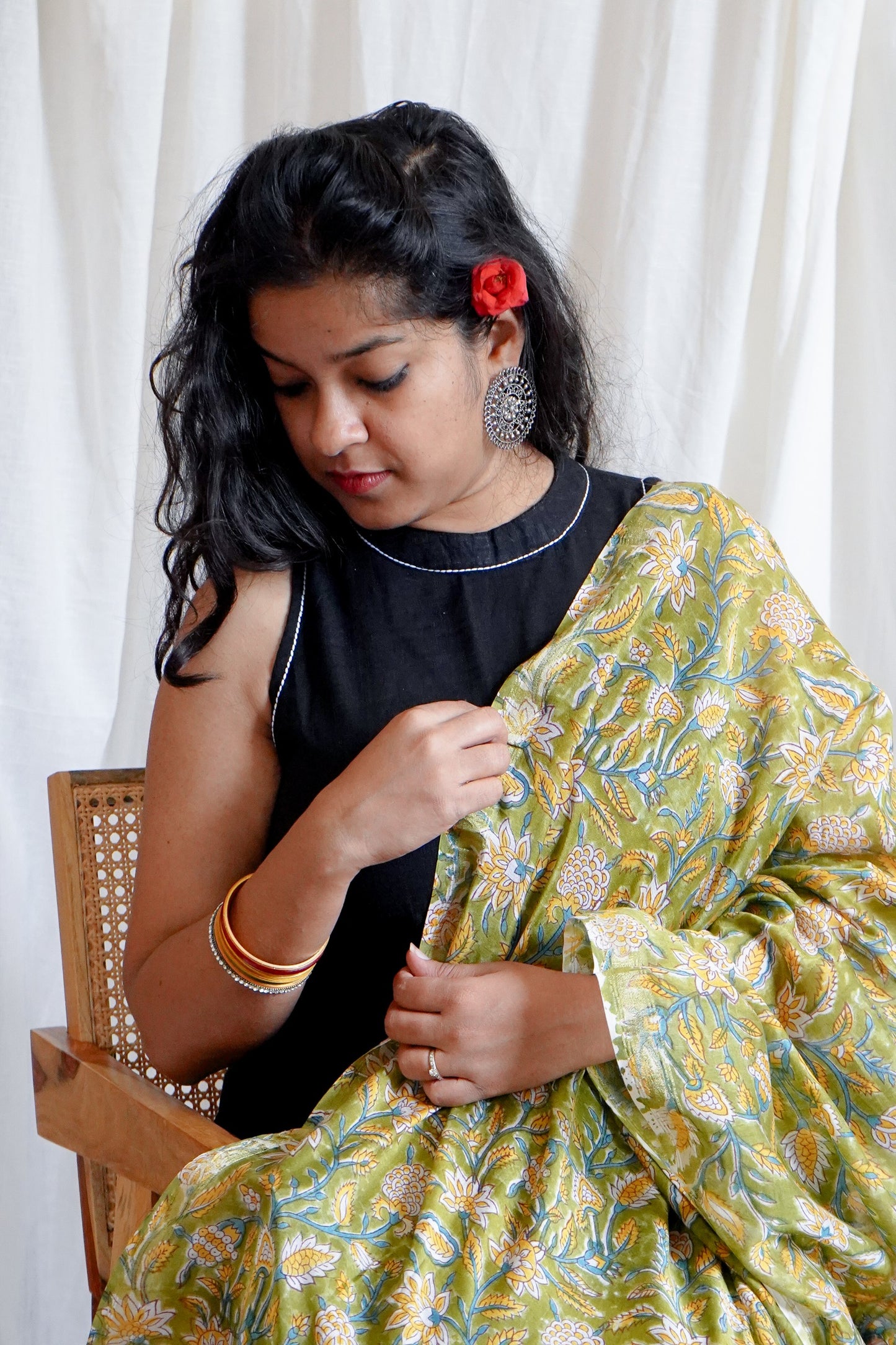 Hand Block Printed Chanderi Silk Cotton Dupatta