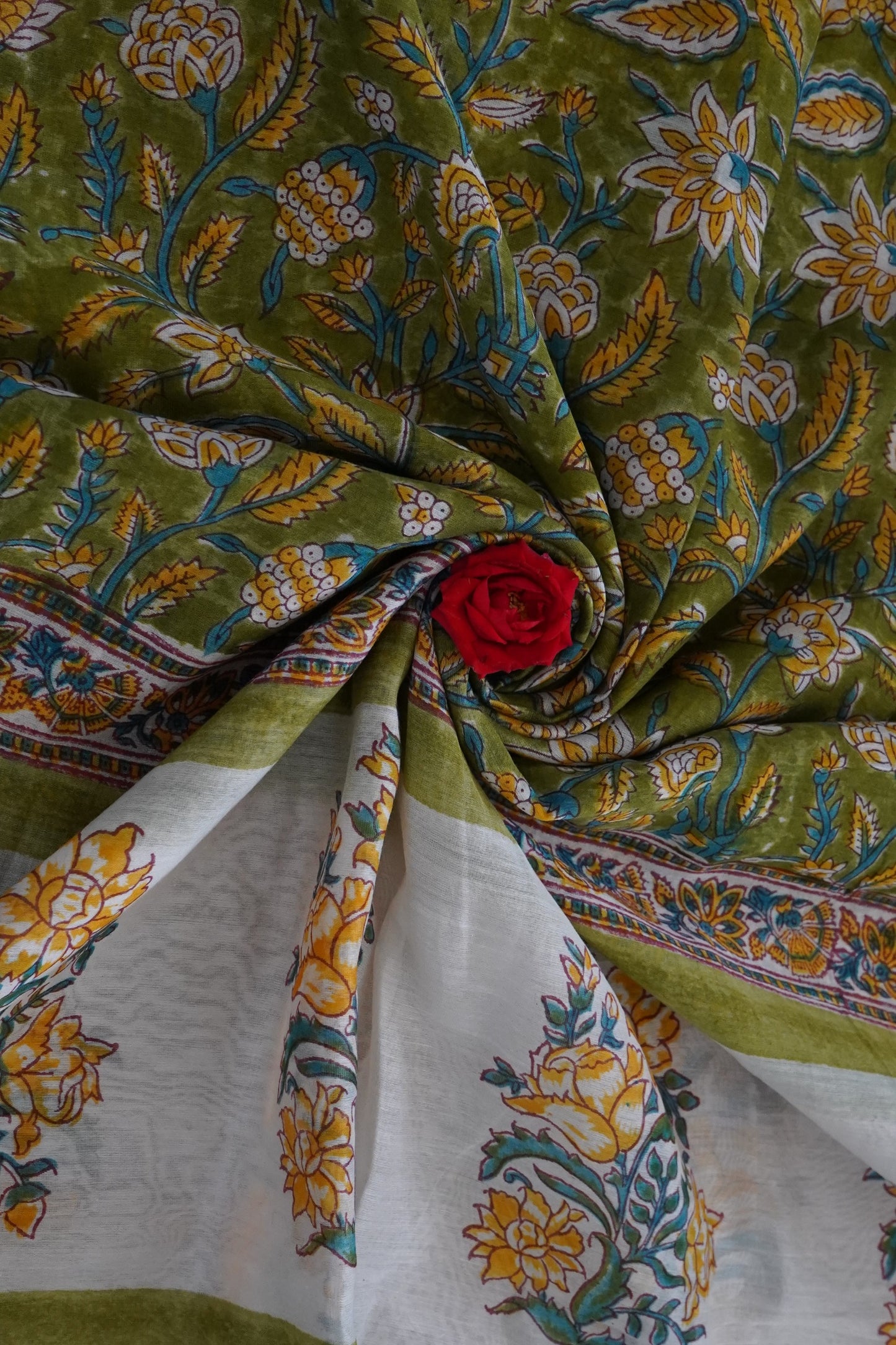 Hand Block Printed Chanderi Silk Cotton Dupatta