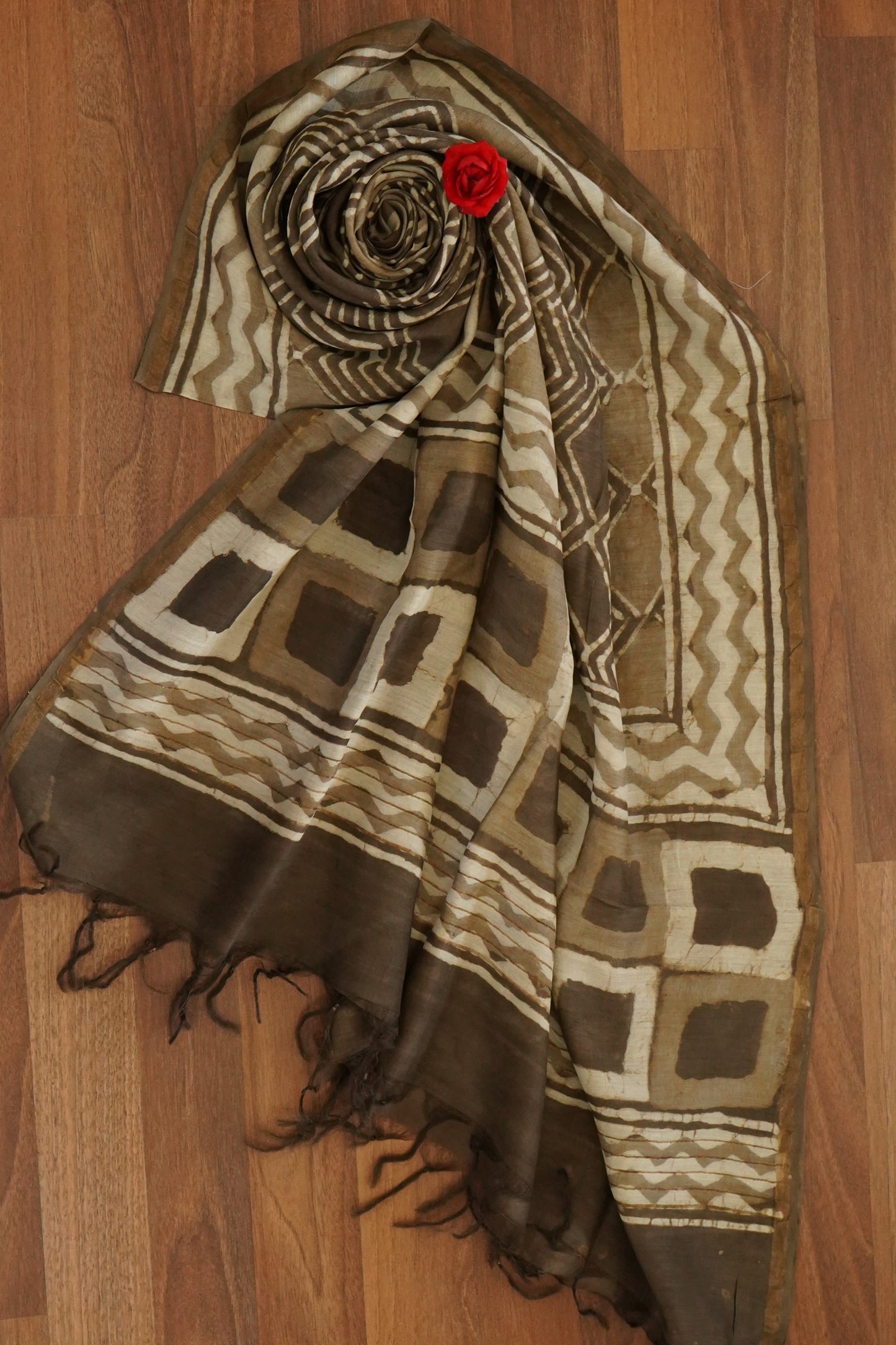 Hand Block Printed Chanderi Silk Cotton Dupatta