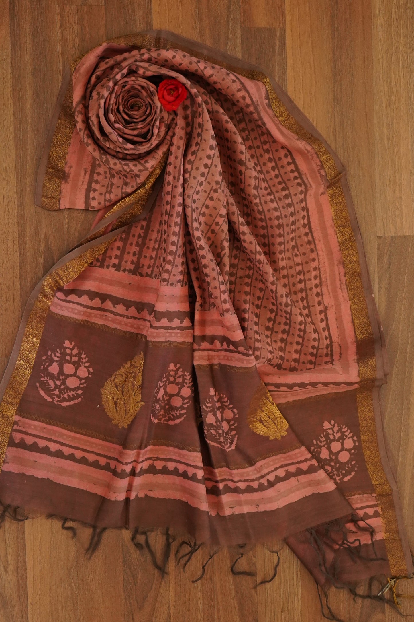 Hand Block Printed Chanderi Silk Cotton Dupatta