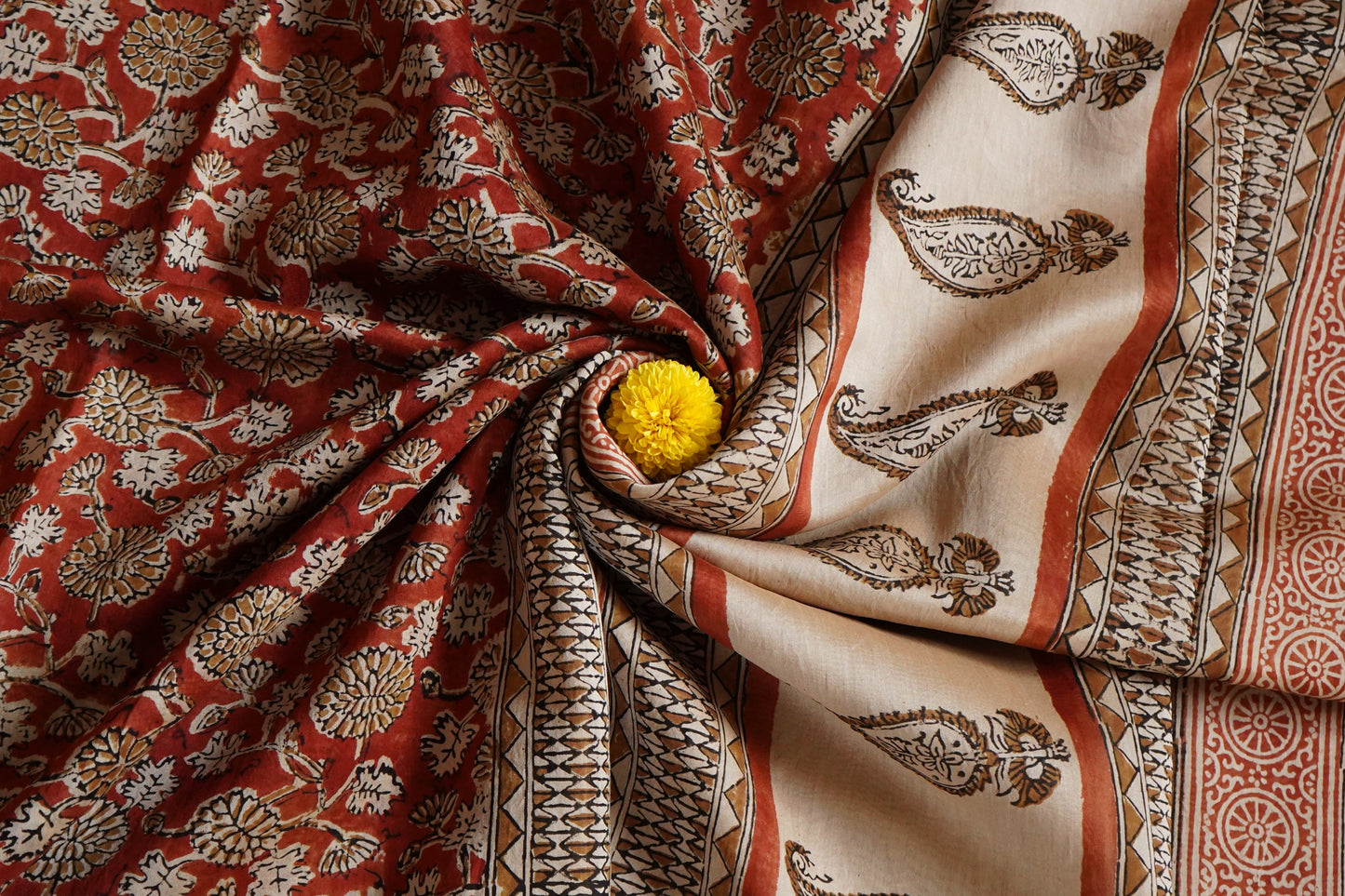 Hand Block Printed Chanderi Silk Cotton Saree