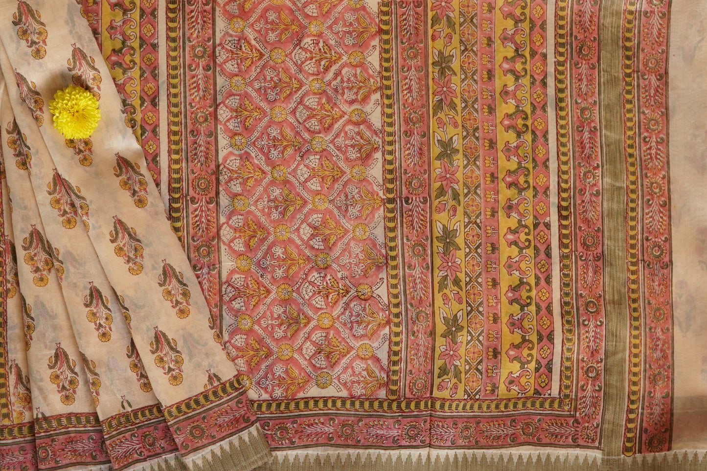 Hand Block Printed Chanderi Silk Cotton Saree