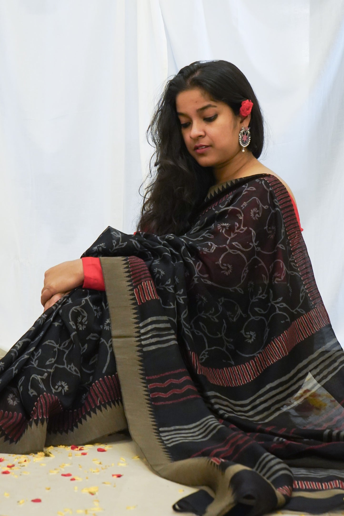 Hand Block Printed Chanderi Silk Cotton Saree