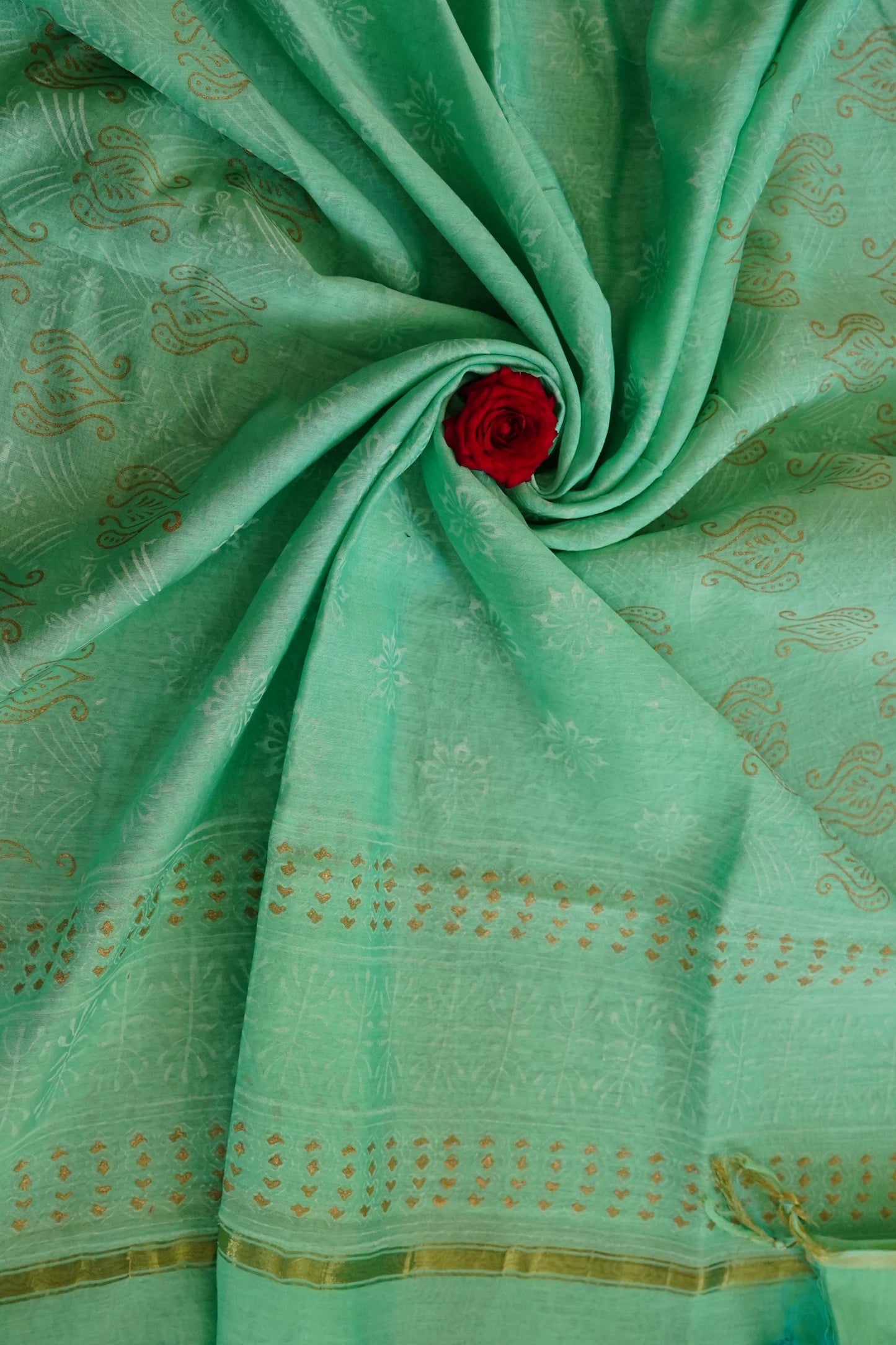 Hand Block Printed Chanderi Silk Cotton Suit Set
